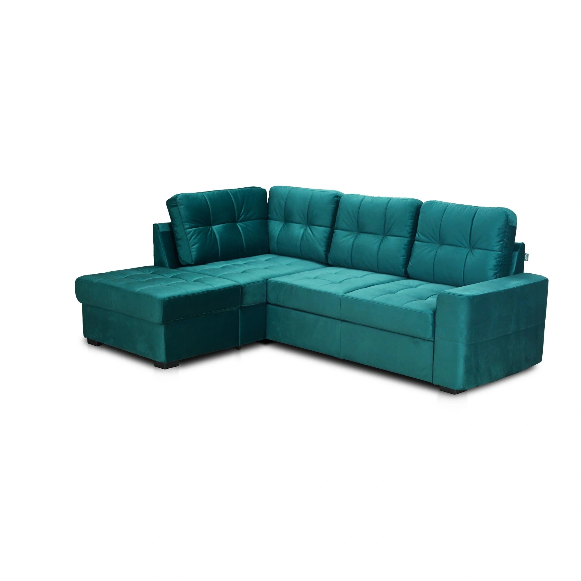 Coltar extensibil pentru living HERA, sezlong stanga, stofa verde - Velvet F613, 240x173x93 cm