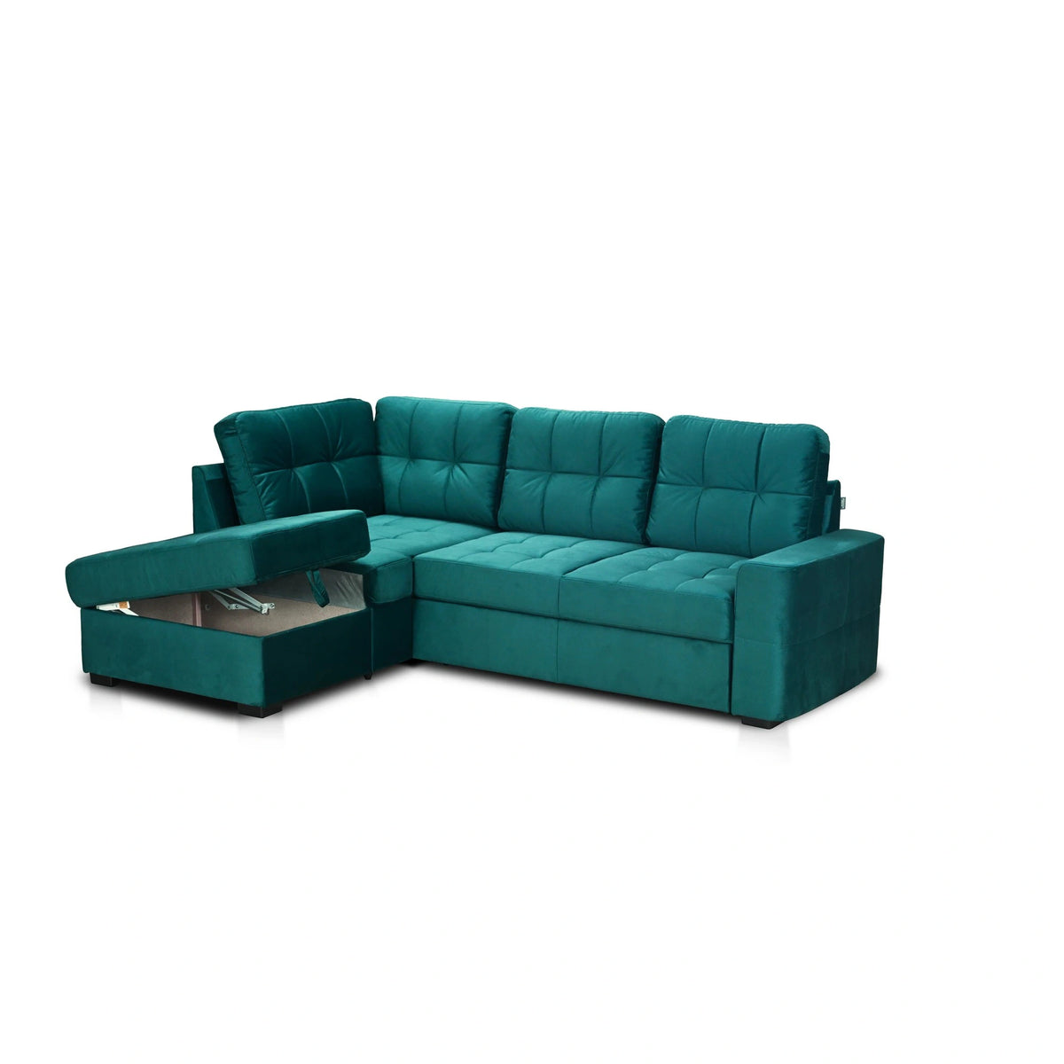 Coltar extensibil pentru living HERA, sezlong stanga, stofa verde - Velvet F613, 240x173x93 cm