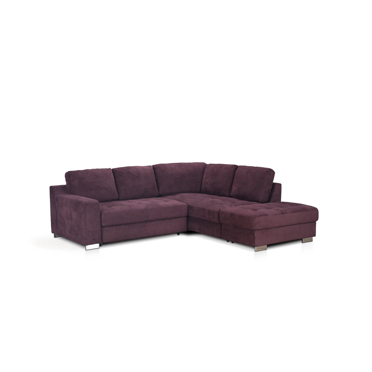 Coltar extensibil modern living ROCA, sezlong dreapta, stofa catifelata maro - Monolith ML20, 262x241x89 cm