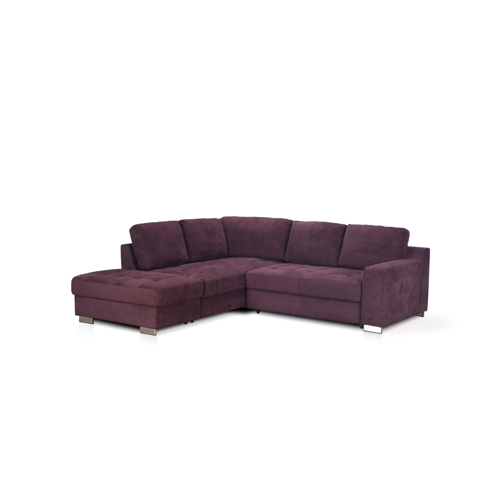Coltar extensibil modern living ROCA, sezlong stanga, stofa maro - Rimini R071, 262x241x89 cm