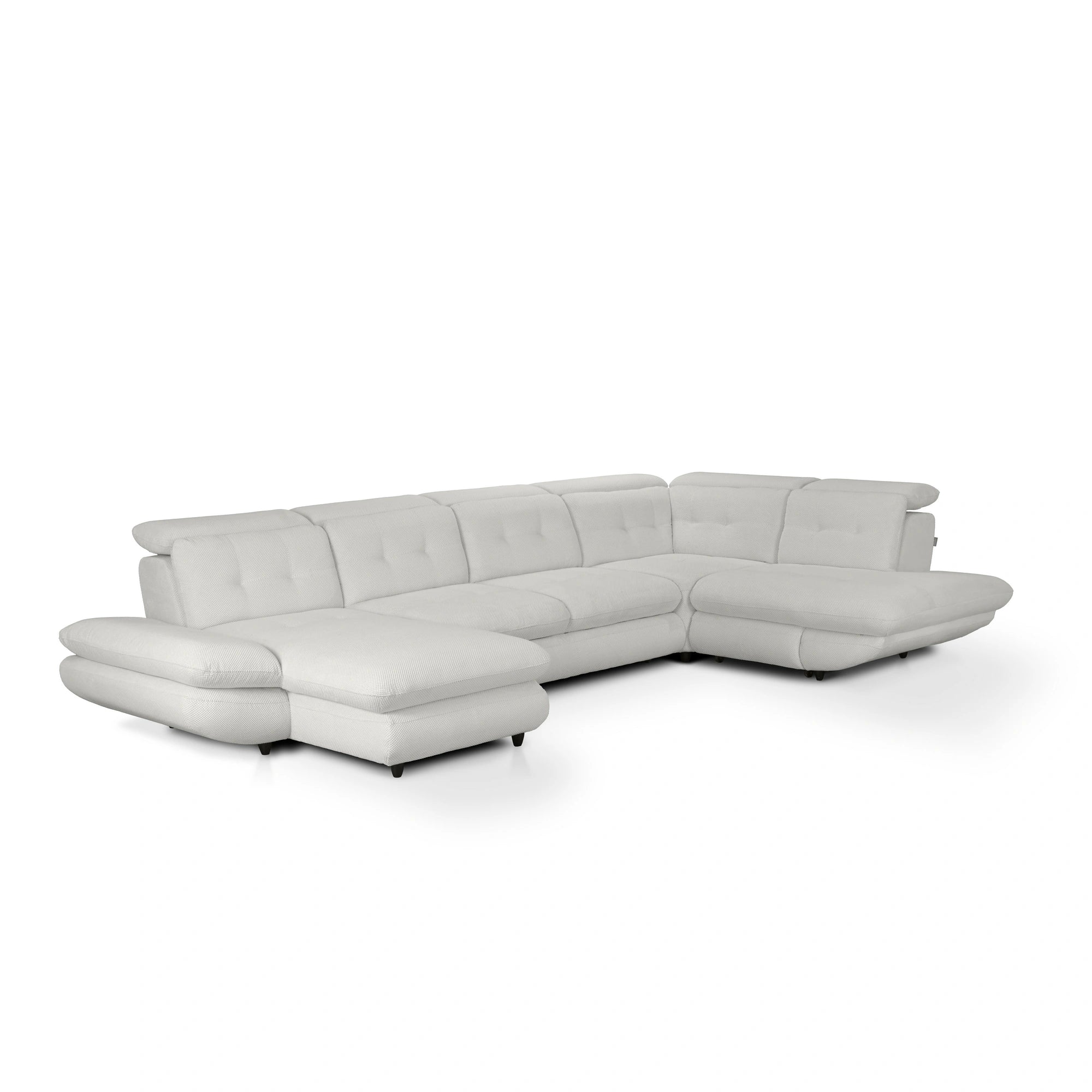 Coltar living SIENA U, sezlong stanga, stofa gri - Frisco G706, 397x234x100 cm