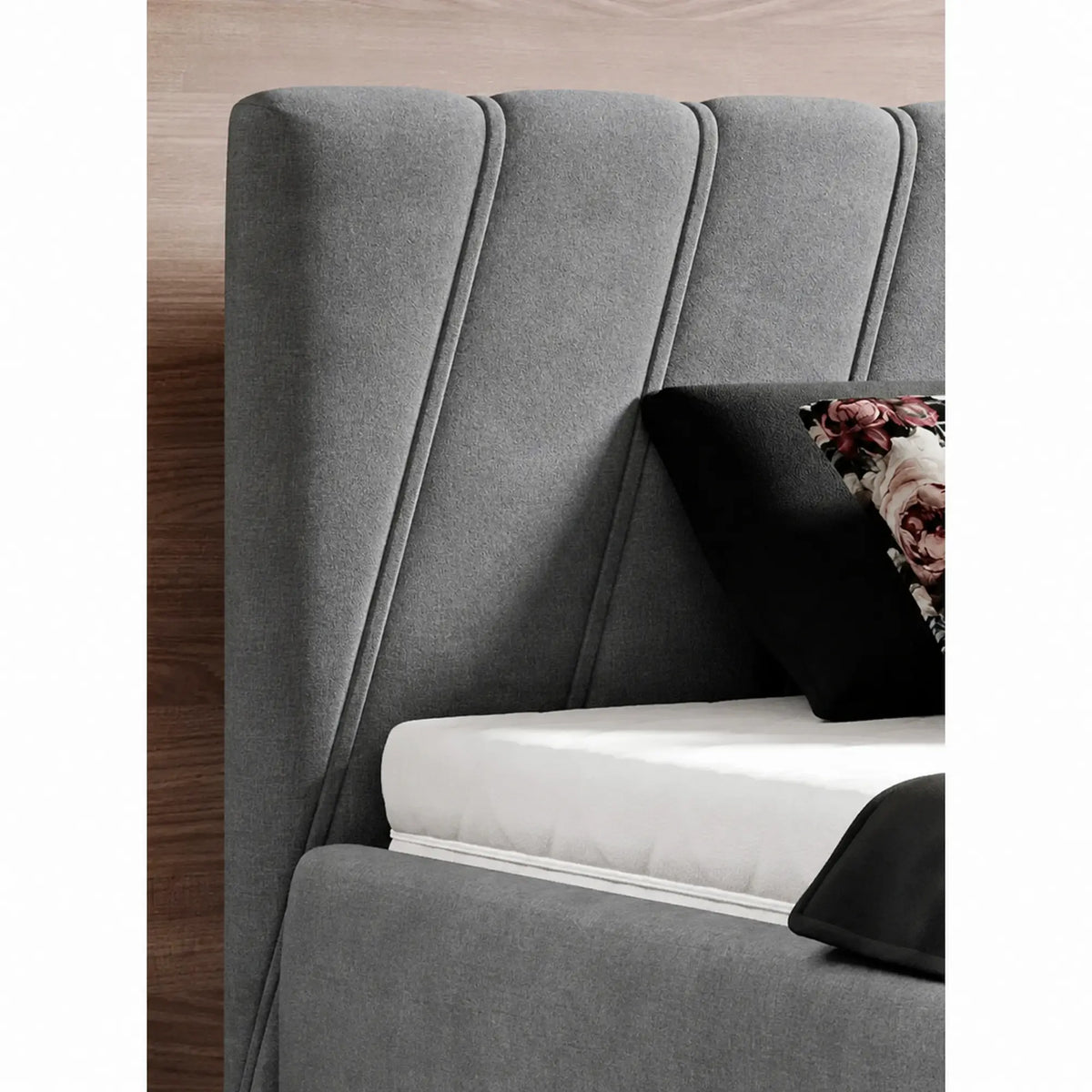 Pat CALYPSO SR 160x200, stofa catifelata gri - Palladium 15, cu somiera si sistem de reglare a inaltimii