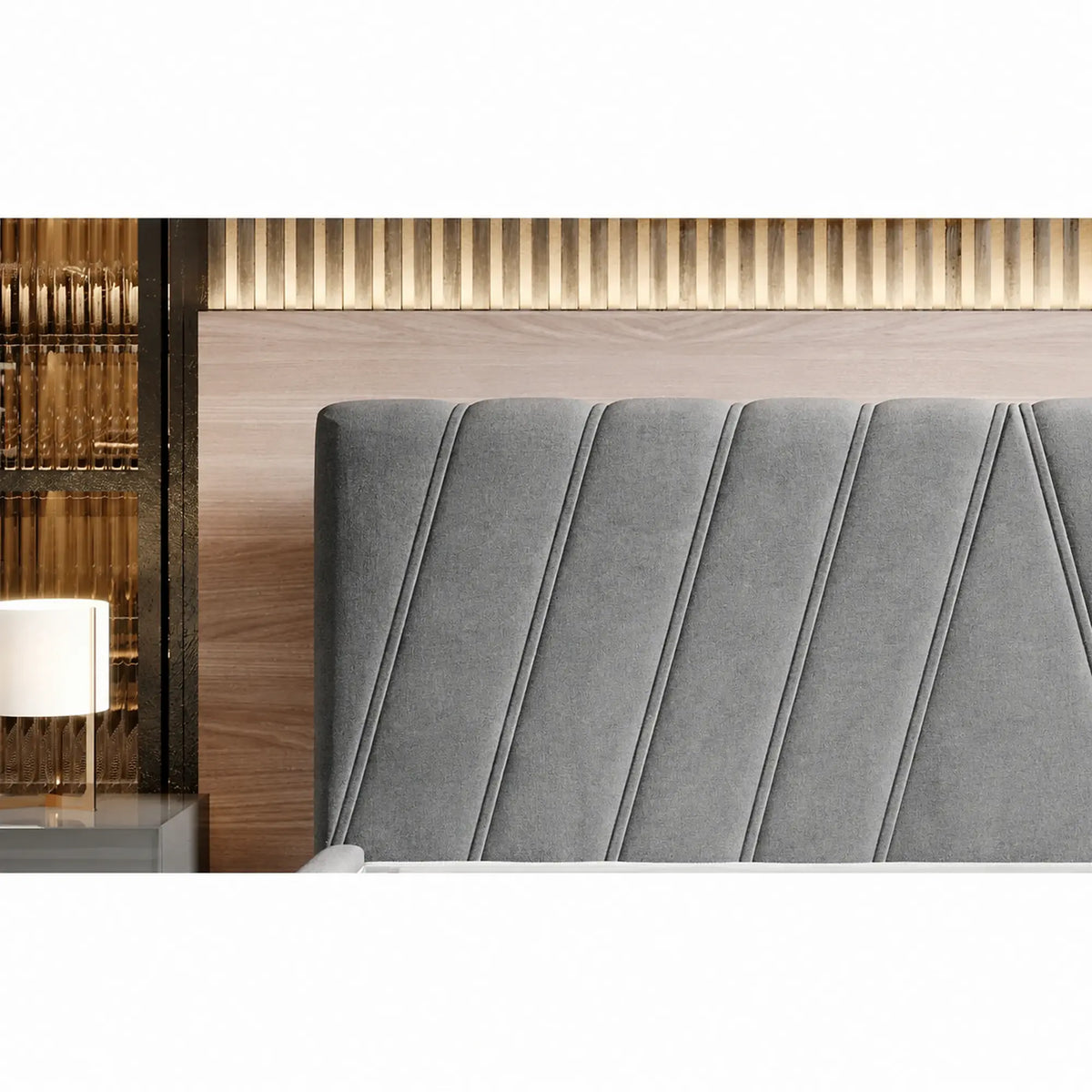 Pat CALYPSO SR 160x200, stofa catifelata gri - Palladium 15, cu somiera si sistem de reglare a inaltimii