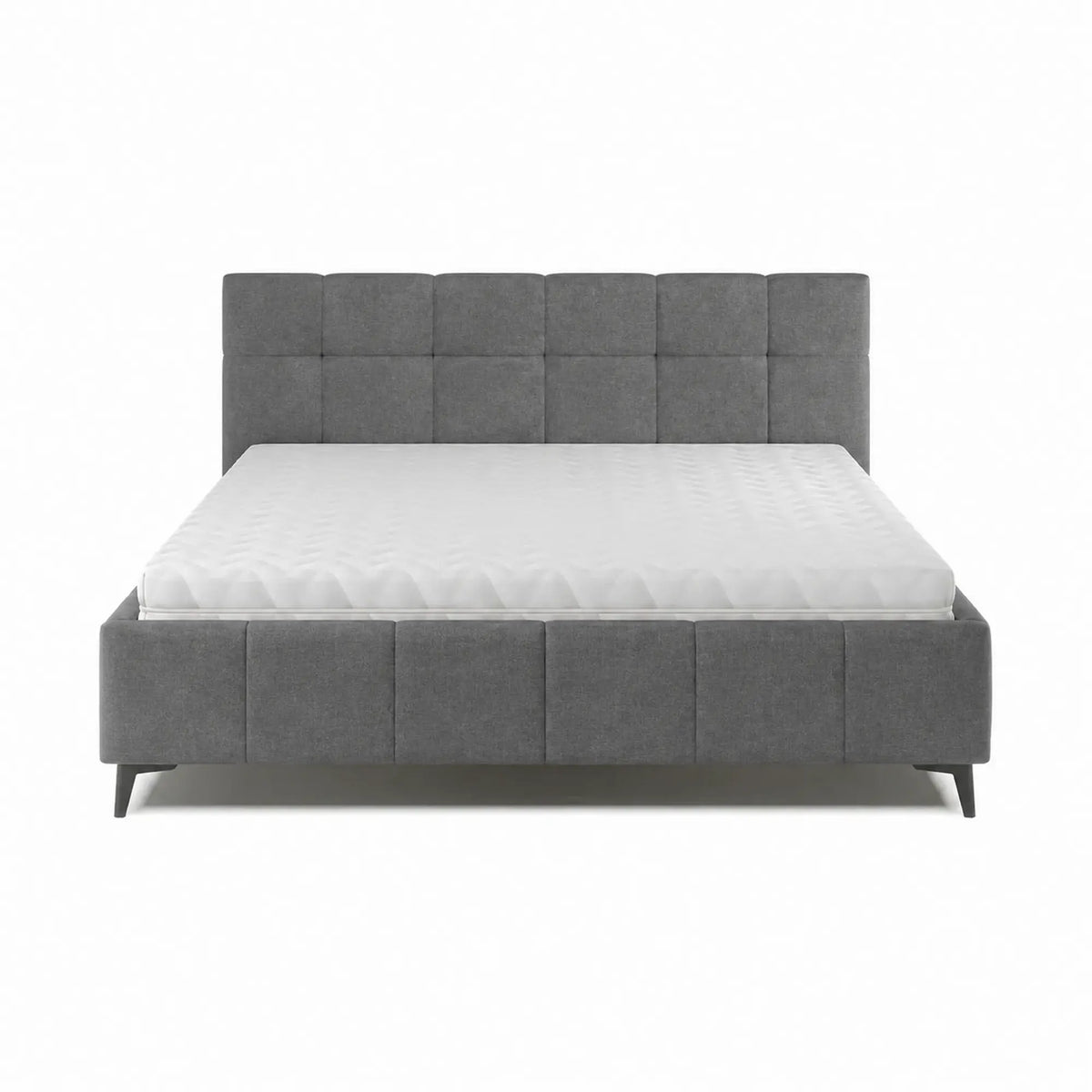 Pat NAOMI SR 180x200, stofa catifelata gri - Palladium 16, somiera metalica si sistem de reglare