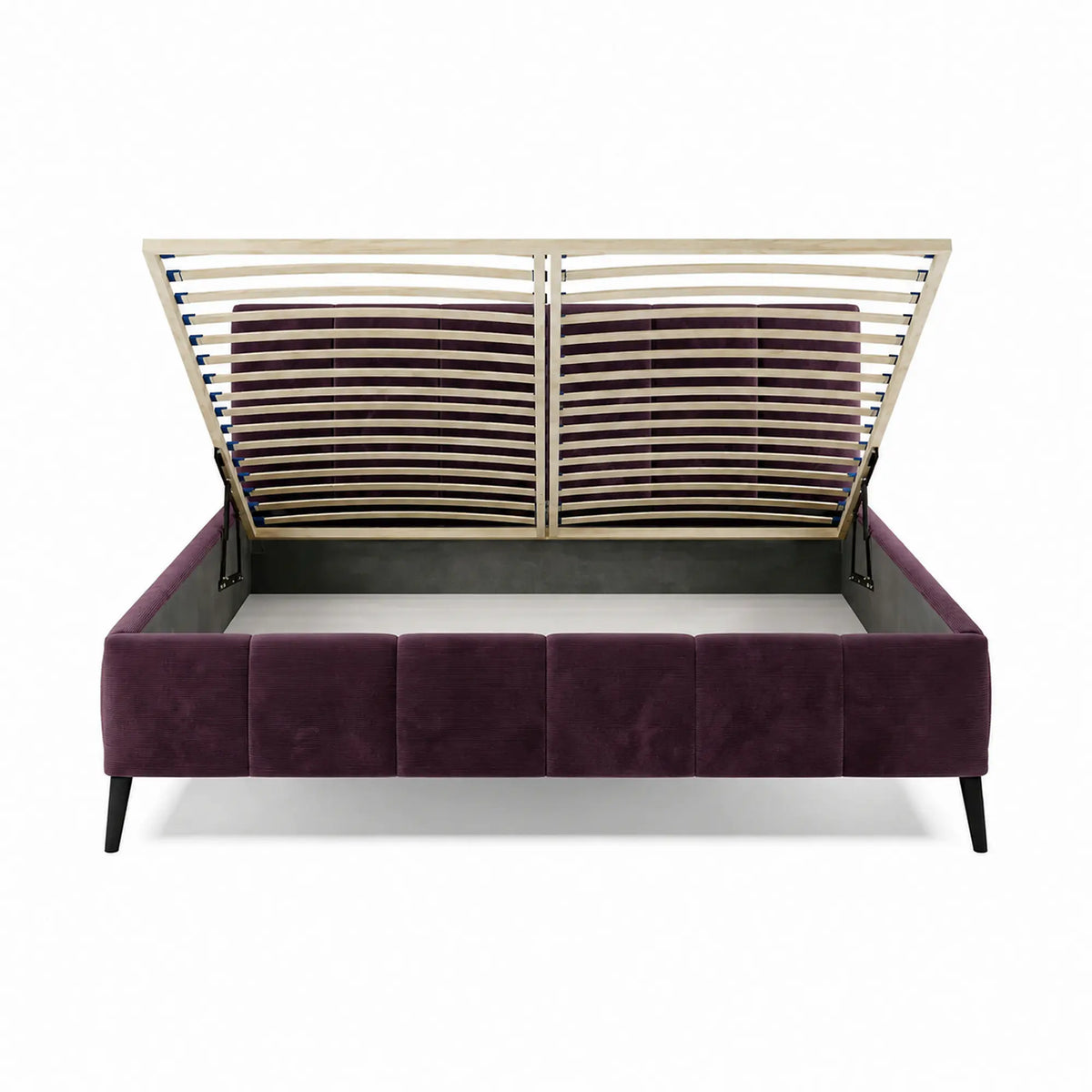 Pat RIVA SR 160x200, stofa catifelata violet - Whisper 14, cu suport saltea si sistem de reglare