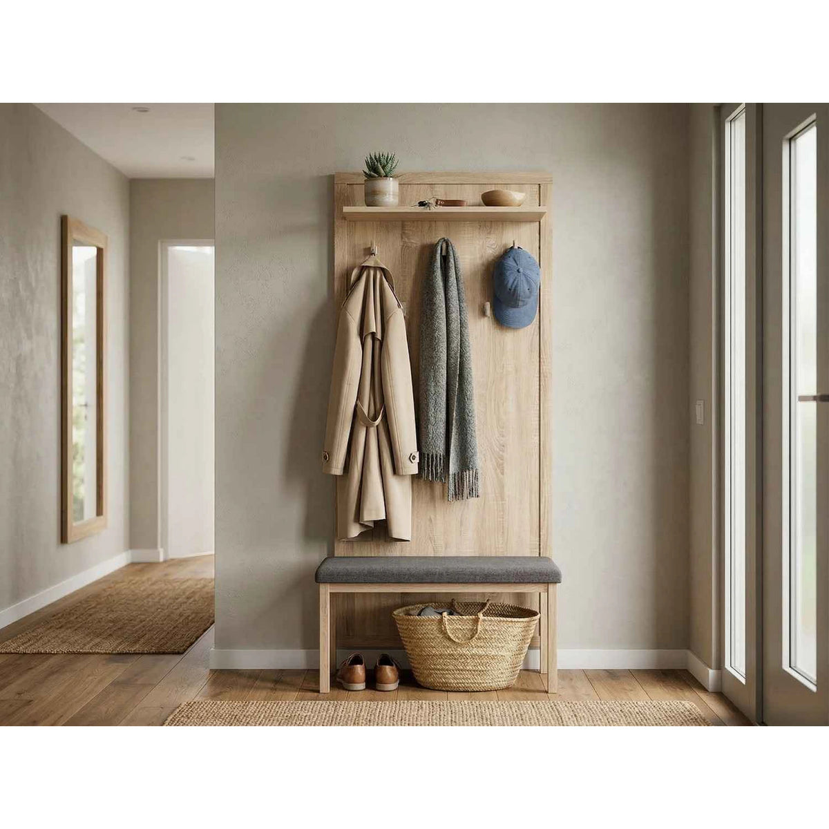 Cuier hol KASPIAN, stejar sonoma, PAL, 66x24x152 cm