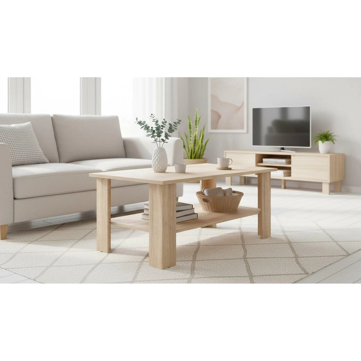 Masuta cafea Nepo Plus, stejar sonoma, PAL, 115X56X46 cm