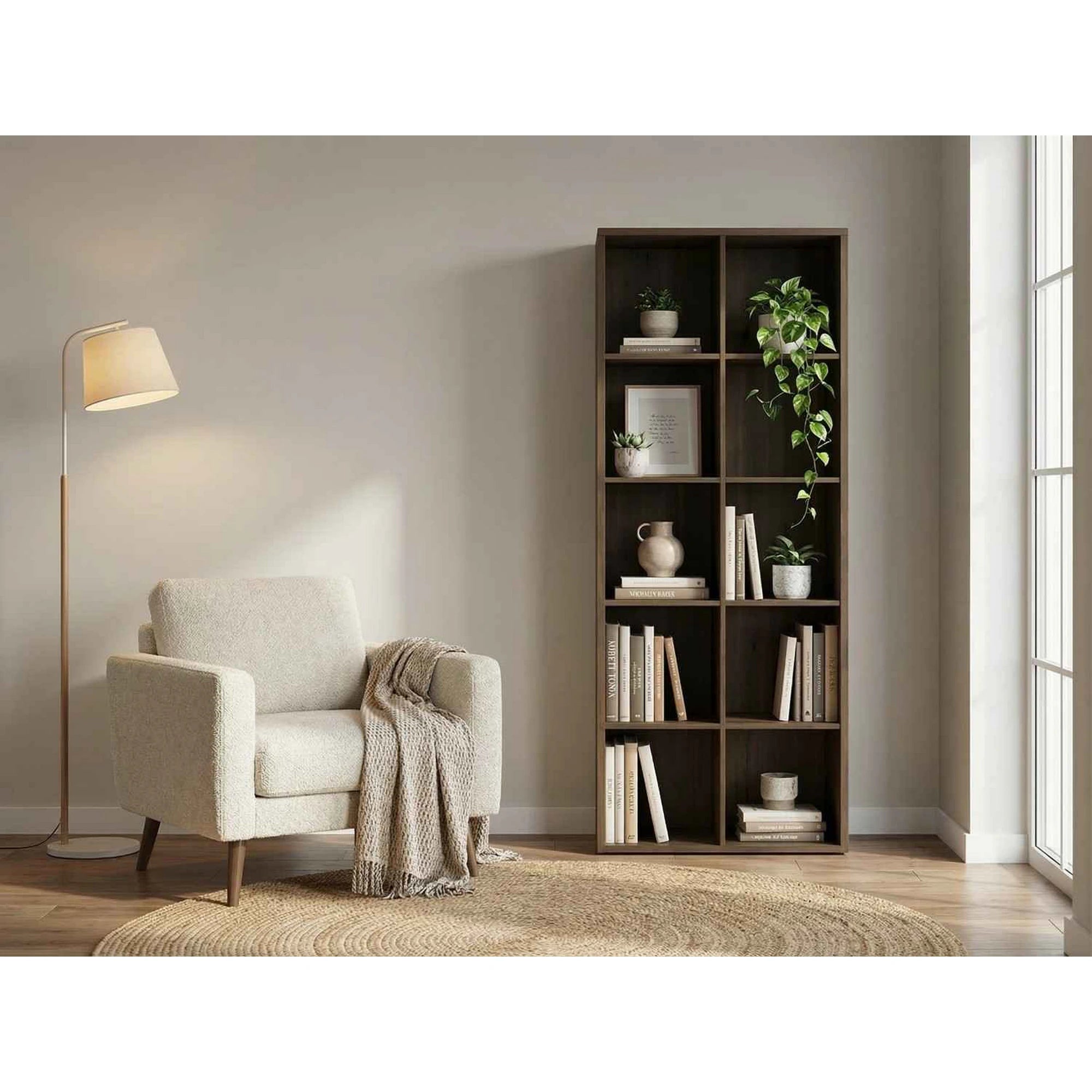 Biblioteca NEPO PLUS, stejar nobil, PAL laminat, 77x39x182 cm
