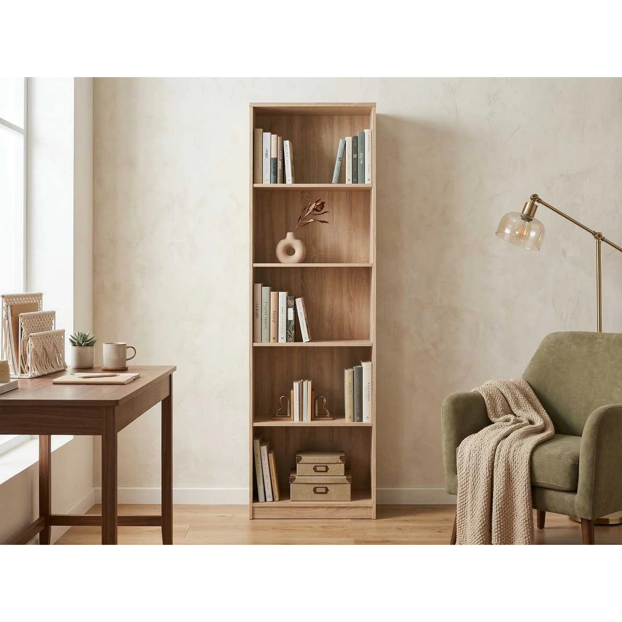 Biblioteca NEPO PLUS, stejar sonoma, PAL, 60x34x197 cm