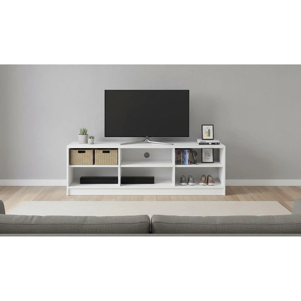 Comoda TV NEPO PLUS, alb, PAL laminat, 139x47x43 cm