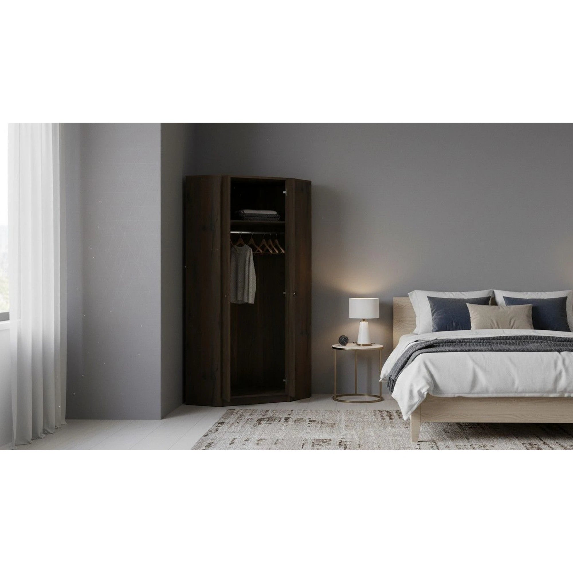 Dulap NEPO PLUS, stejar nobil, PAL laminat, cu 2 usi, 80x80x197 cm