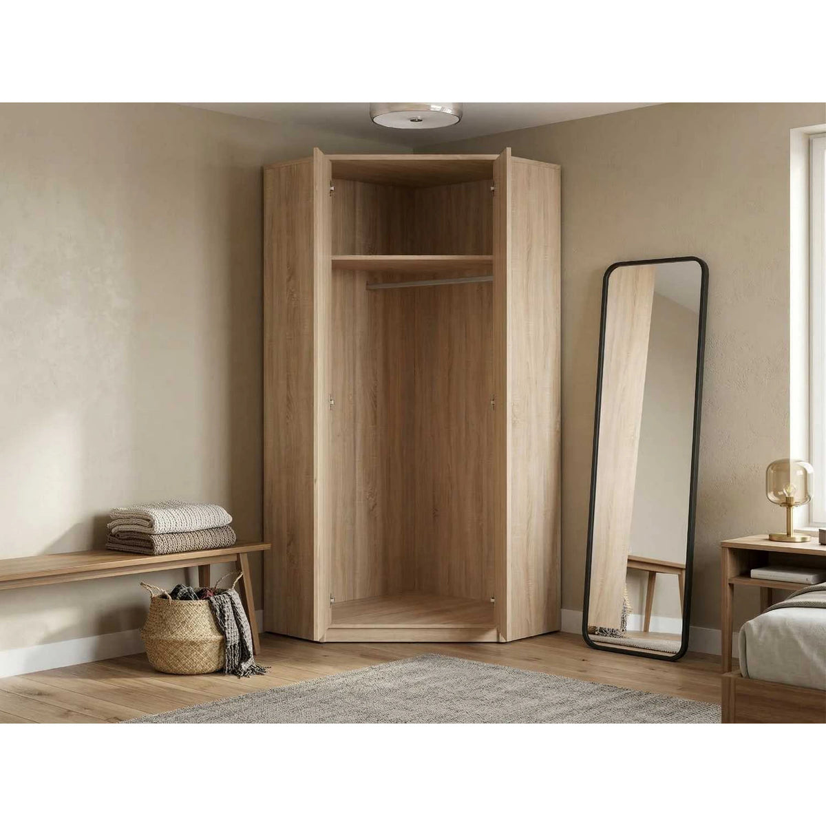 Dulap NEPO PLUS, stejar sonoma, PAL, cu 2 usi, 80x80x197 cm