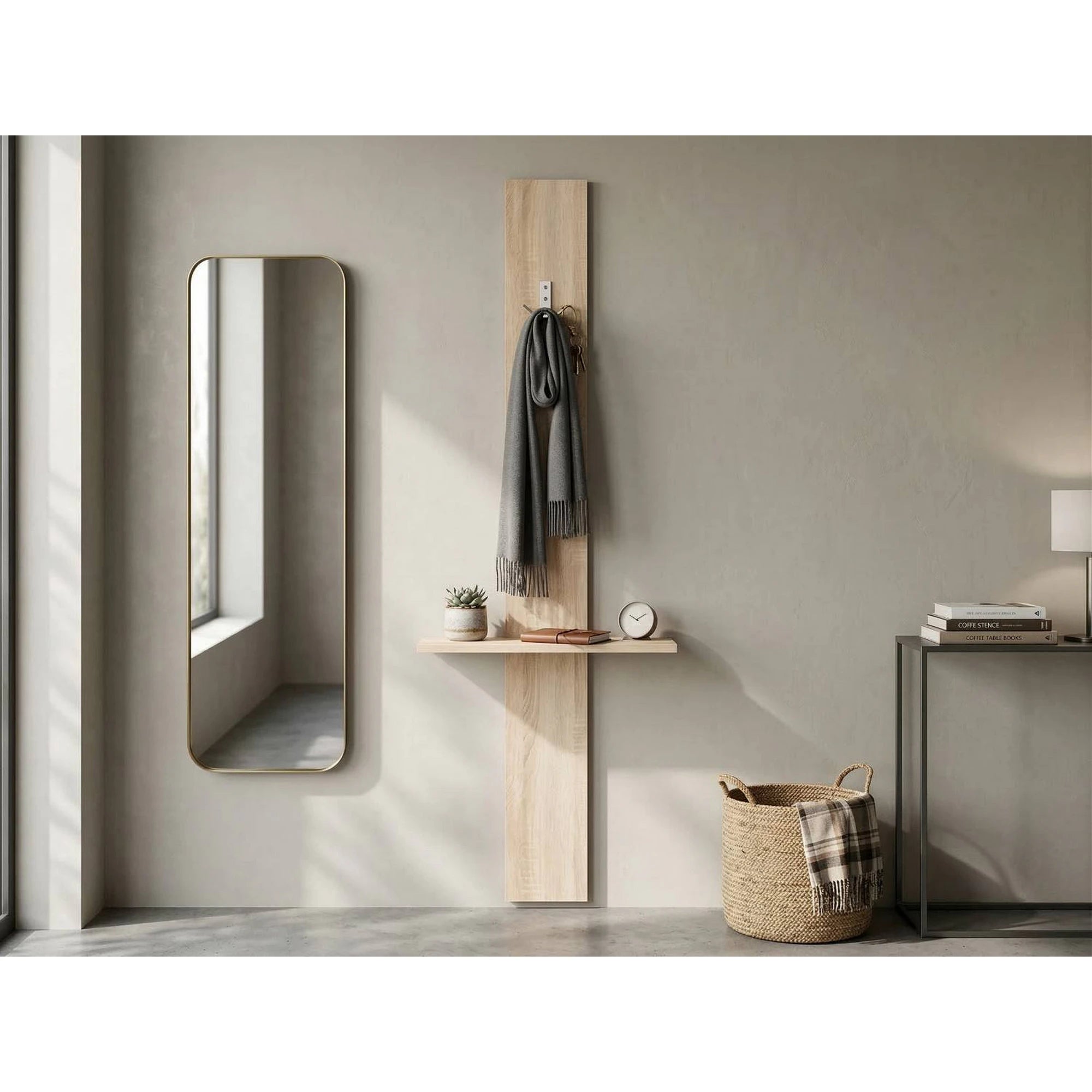 Cuier pentru hol NEPO PLUS, stejar sonoma, PAL laminat, 15x2x135 cm