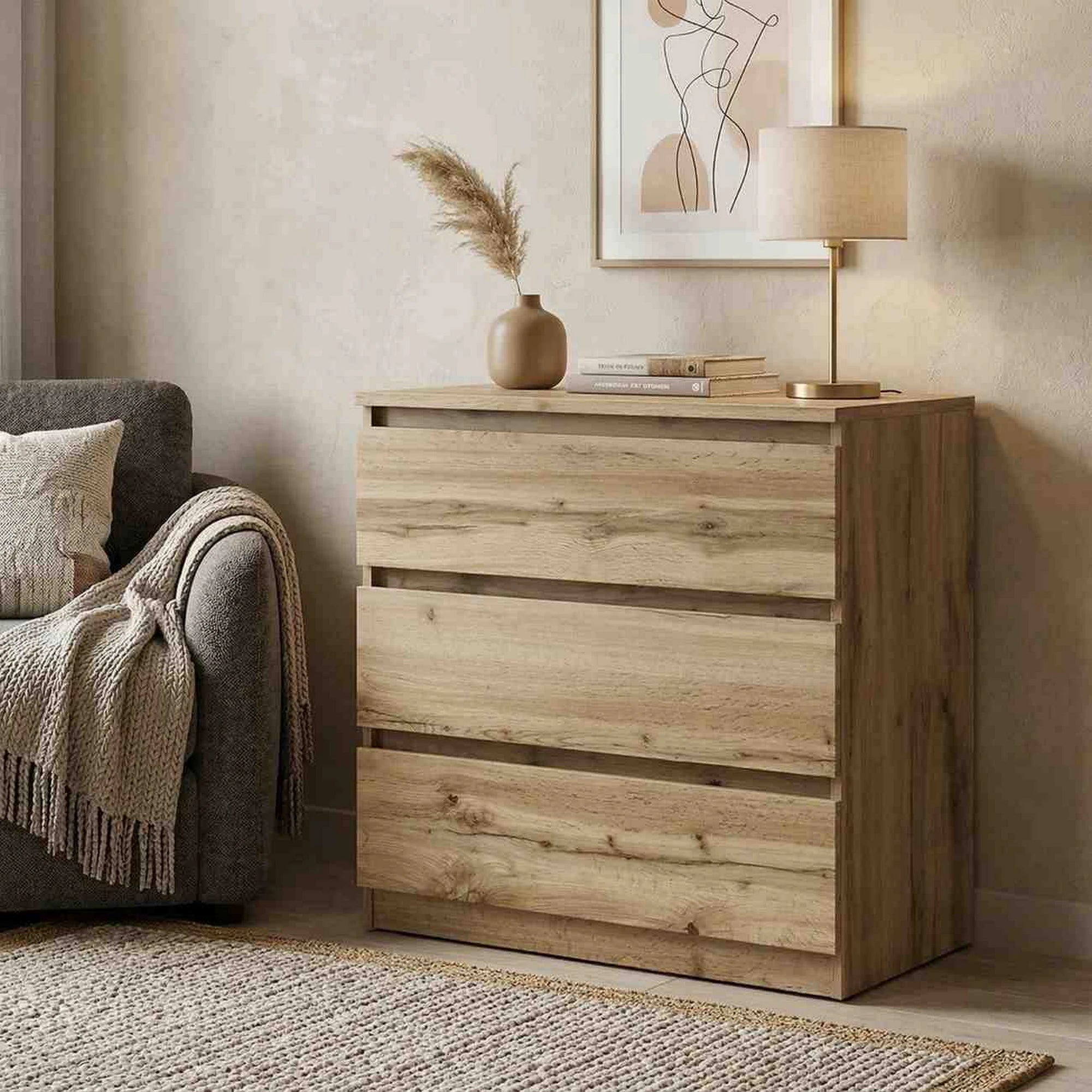 Comoda TETRIX, stejar wotan, PAL laminat, 75x45x76 cm