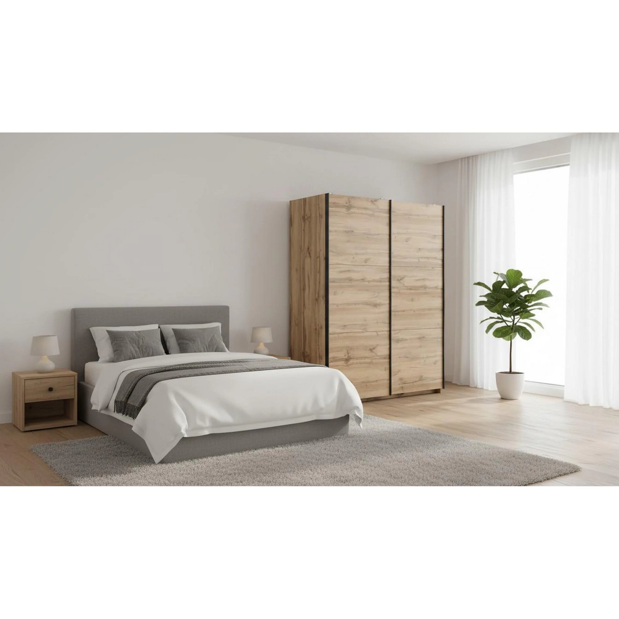 Dulap TETRIX, stejar wotan, PAL, cu 2 usi, 154x60x196 cm