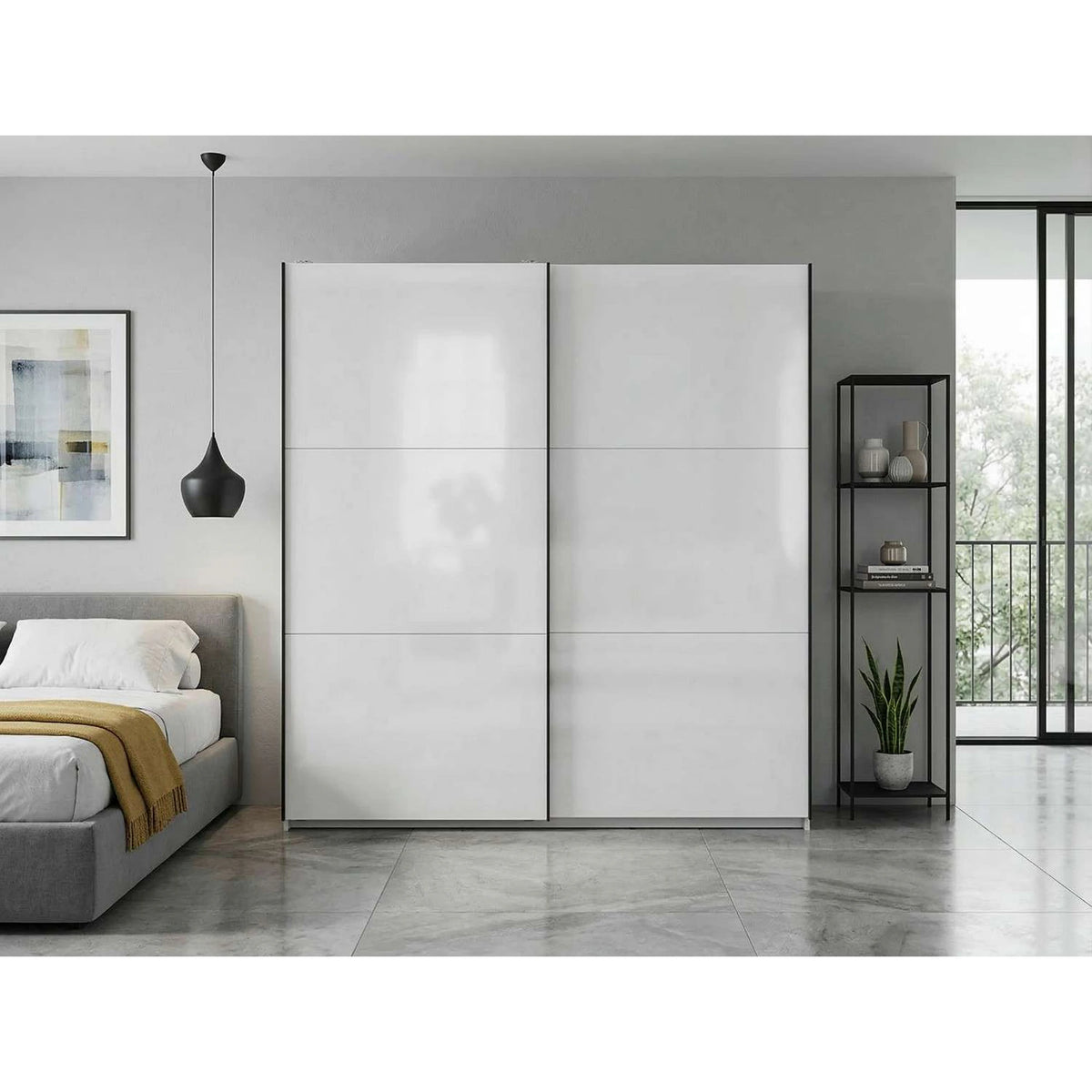 Dulap TETRIX, alb lucios, PAL, cu 2 usi, 183x60x196 cm