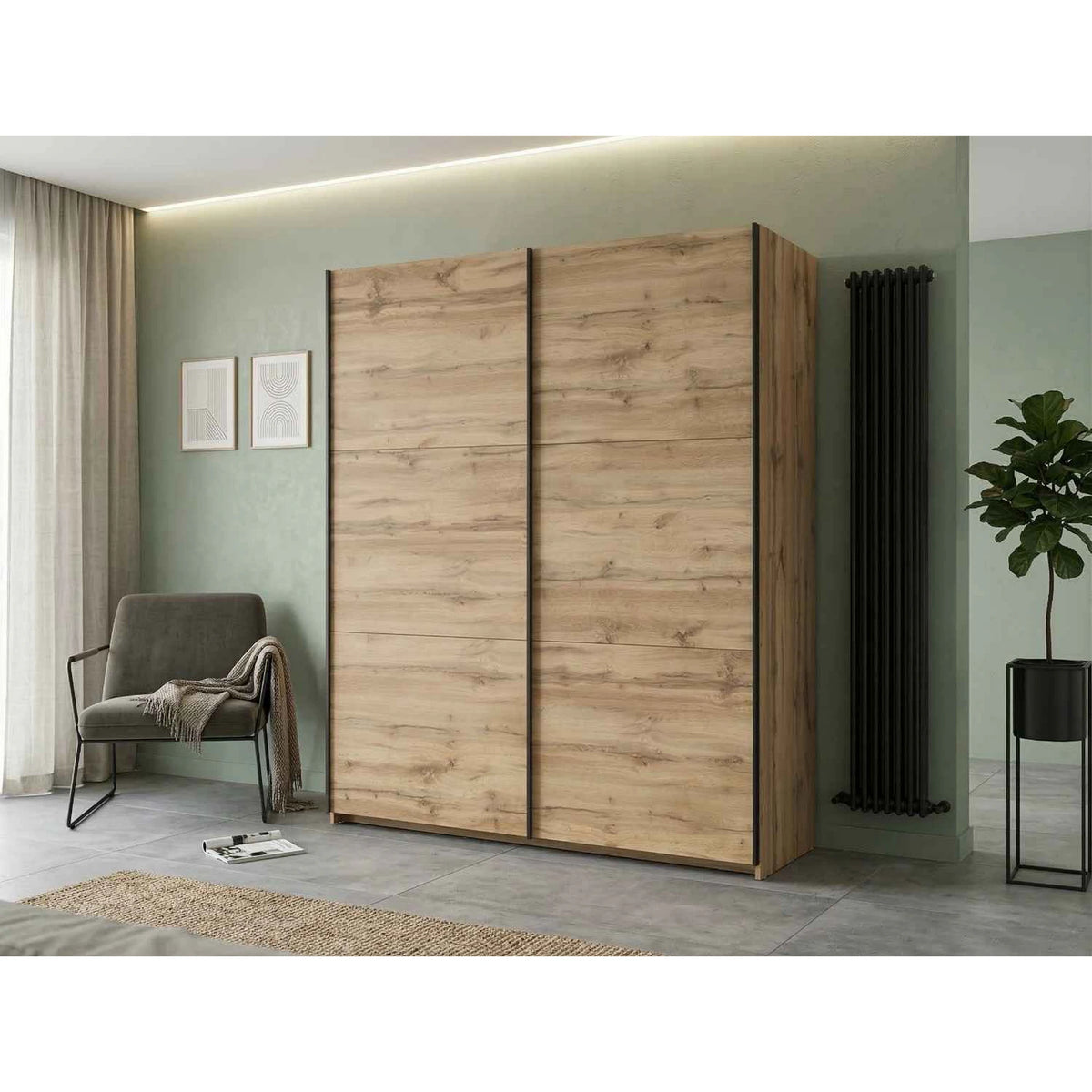 Dulap TETRIX, stejar wotan, PAL, cu 2 usi, 183x60x196 cm