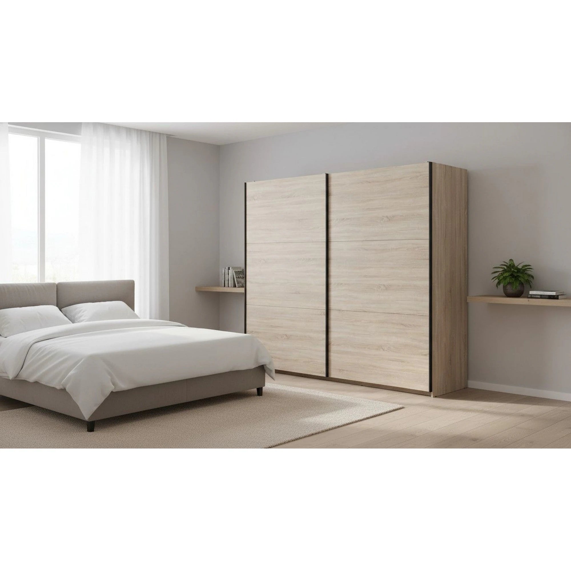 Dressing TETRIX, stejar sonoma, PAL, cu 2 usi, 220x60x196 cm