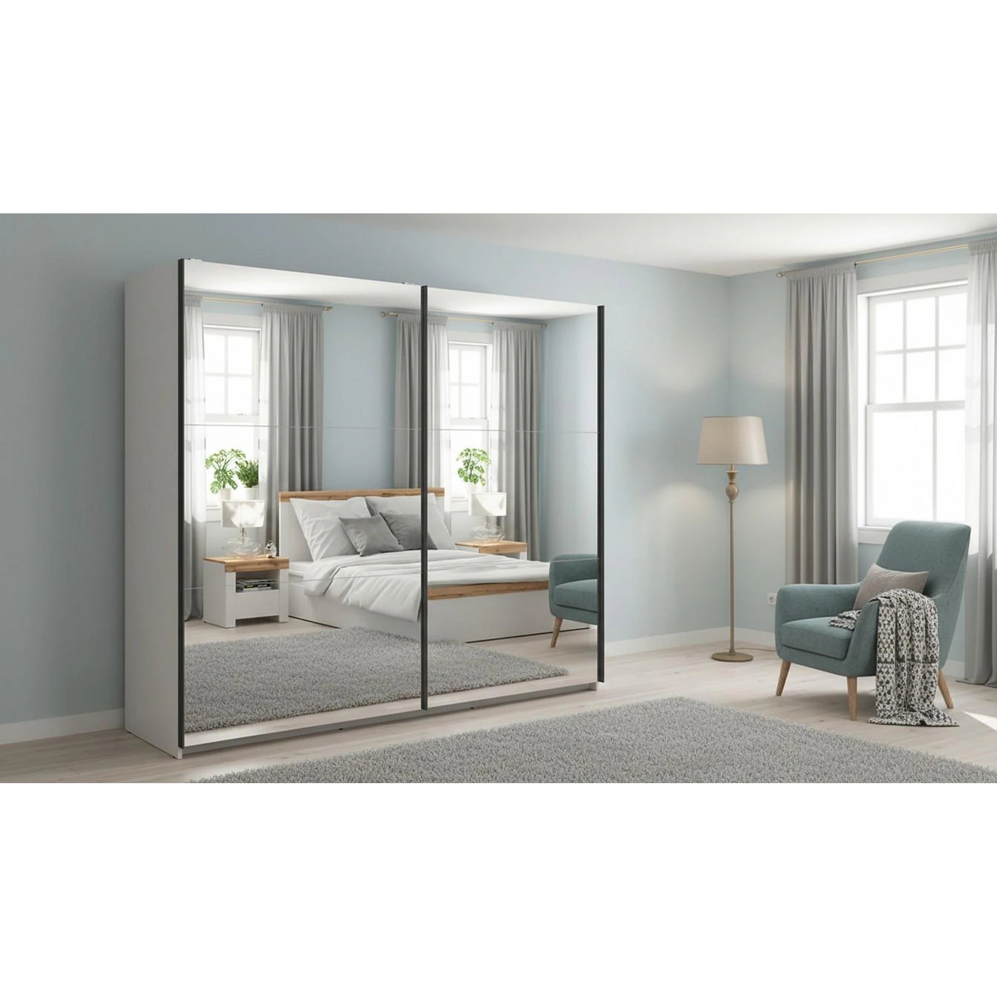 Dressing TETRIX, casmir, PAL, cu 2 usi si oglinzi, 220x60x196 cm