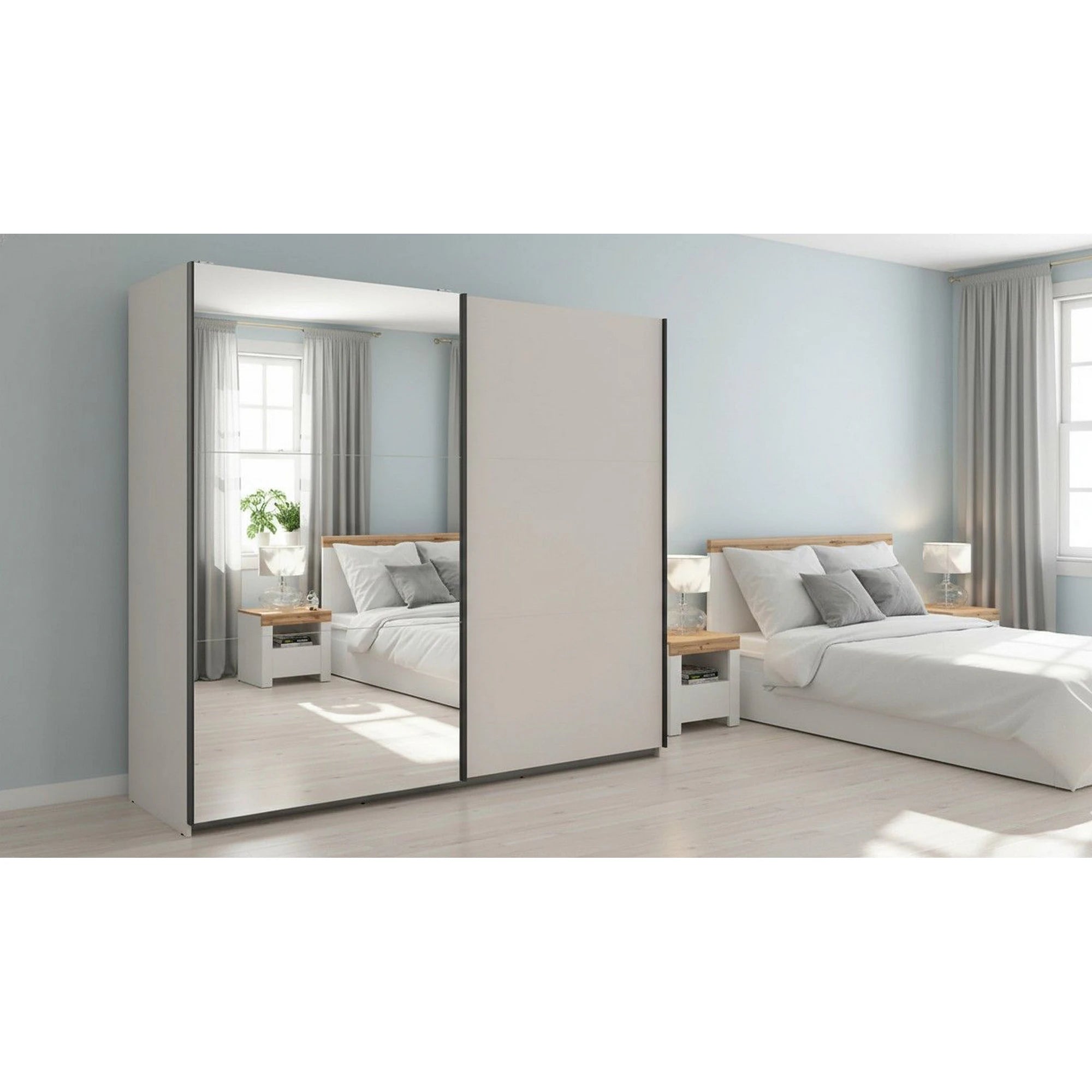 Dressing TETRIX, casmir, PAL, cu 2 usi si oglinda, 220x60x196 cm