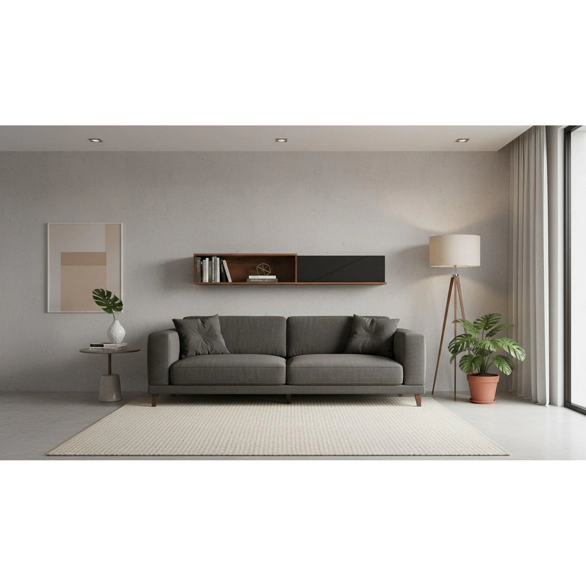 Polita FORN, nuc/negru mat, PAL melaminat, 156x22x25 cm