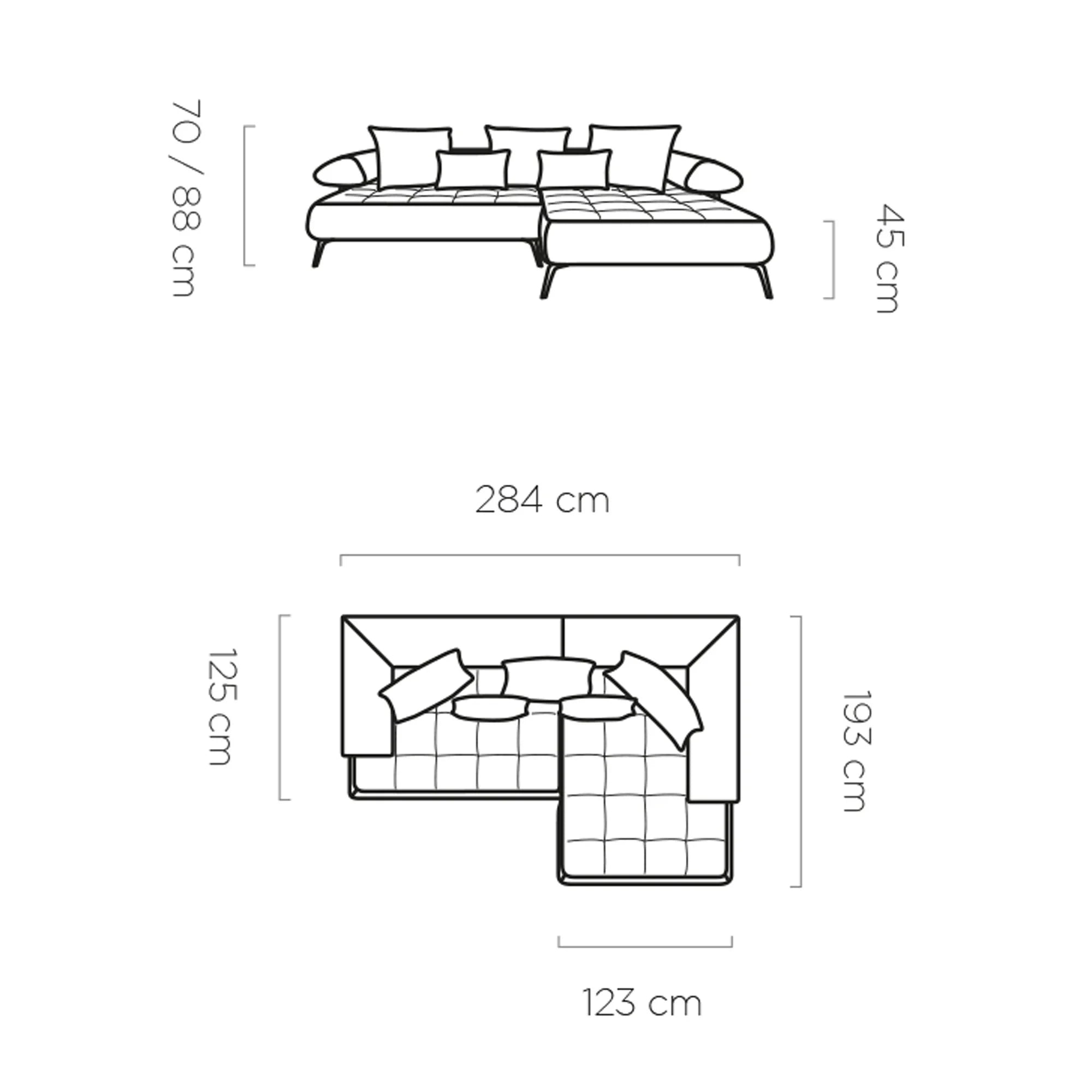 Coltar SELEDO MINI, personalizabil materiale gama Oferta Avantaj, cu reglaj electric, 280x190x84 cm