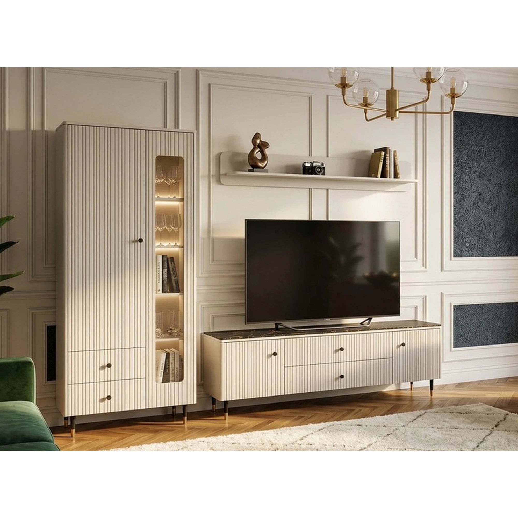 Comoda tv sufragerie SIERRA SR4, casmir/negru, PAL laminat, 185x39x59 cm