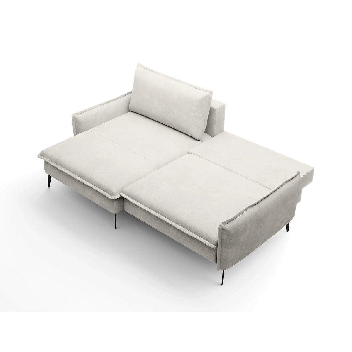 Coltar extensibil GLOSSY, sezlong stanga, stofa catifelata crem - Whisper 01, Gama Premium, cu lada depozitare, 226x162x88 cm