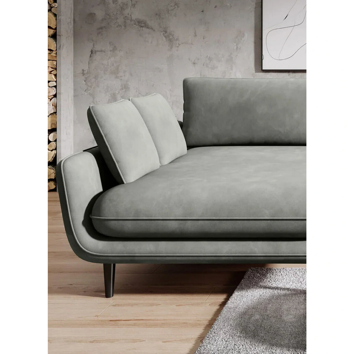 Coltar extensibil SOLANO, sezlong stanga, stofa catifelata bej - Whisper 3, Gama Premium, cu lada depozitare, 260x167x83 cm