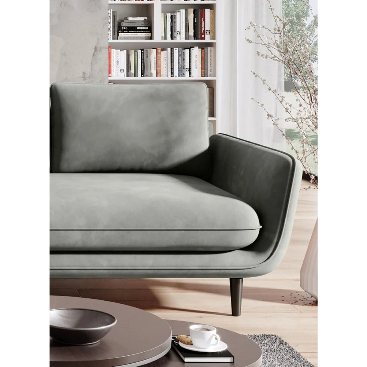 Coltar extensibil SOLANO, sezlong stanga, stofa catifelata bej - Whisper 3, Gama Premium, cu lada depozitare, 260x167x83 cm