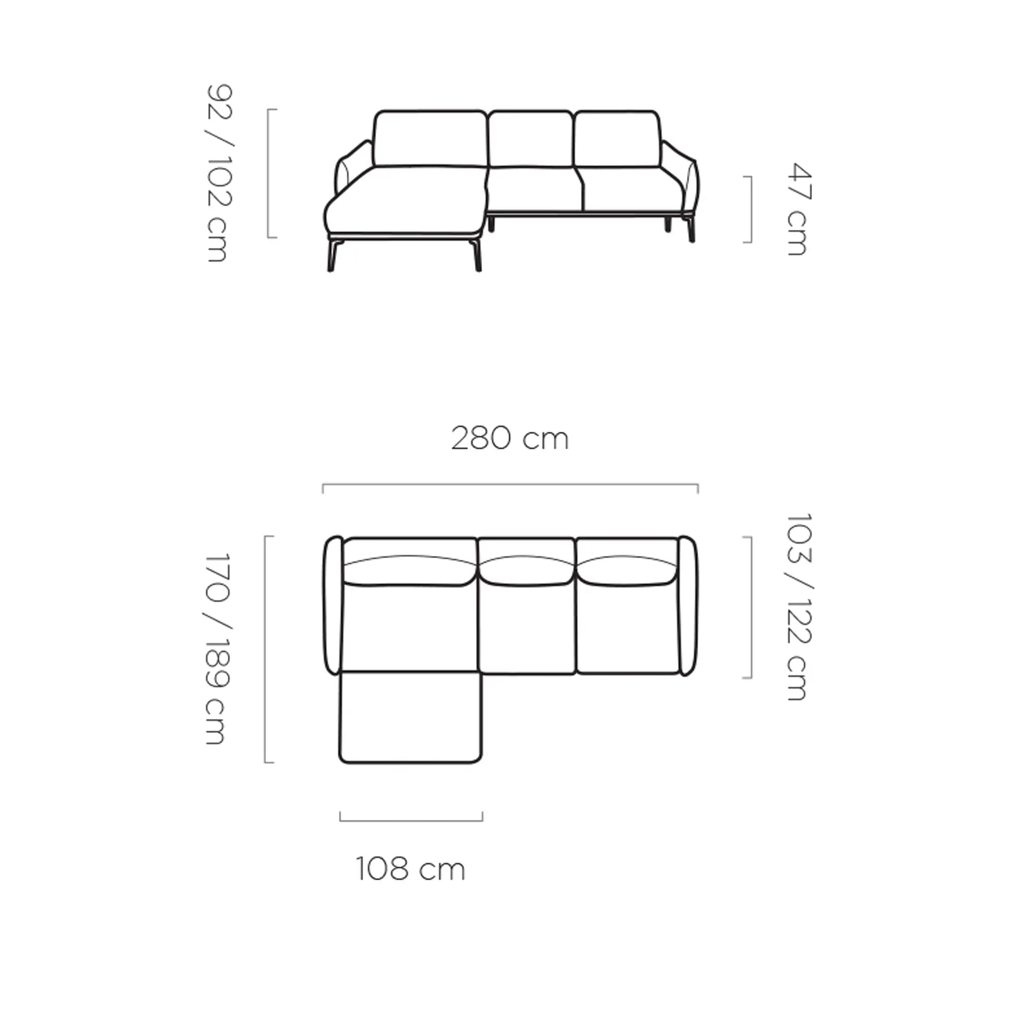 Coltar Storm Mini, personalizabil materiale gama Oferta Avantaj, cu reglaj electric, 280x189x102 cm