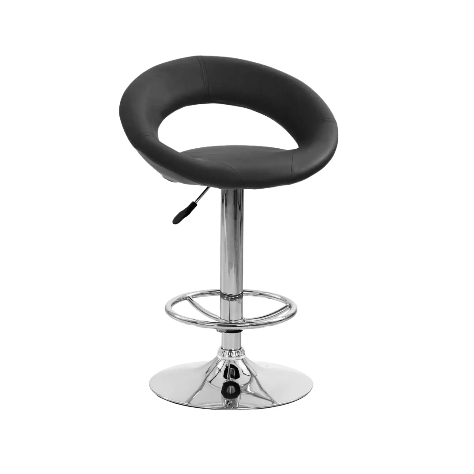 Scaun bar H15, negru/crom, piele ecologica/metal, 54x46x80/102 cm