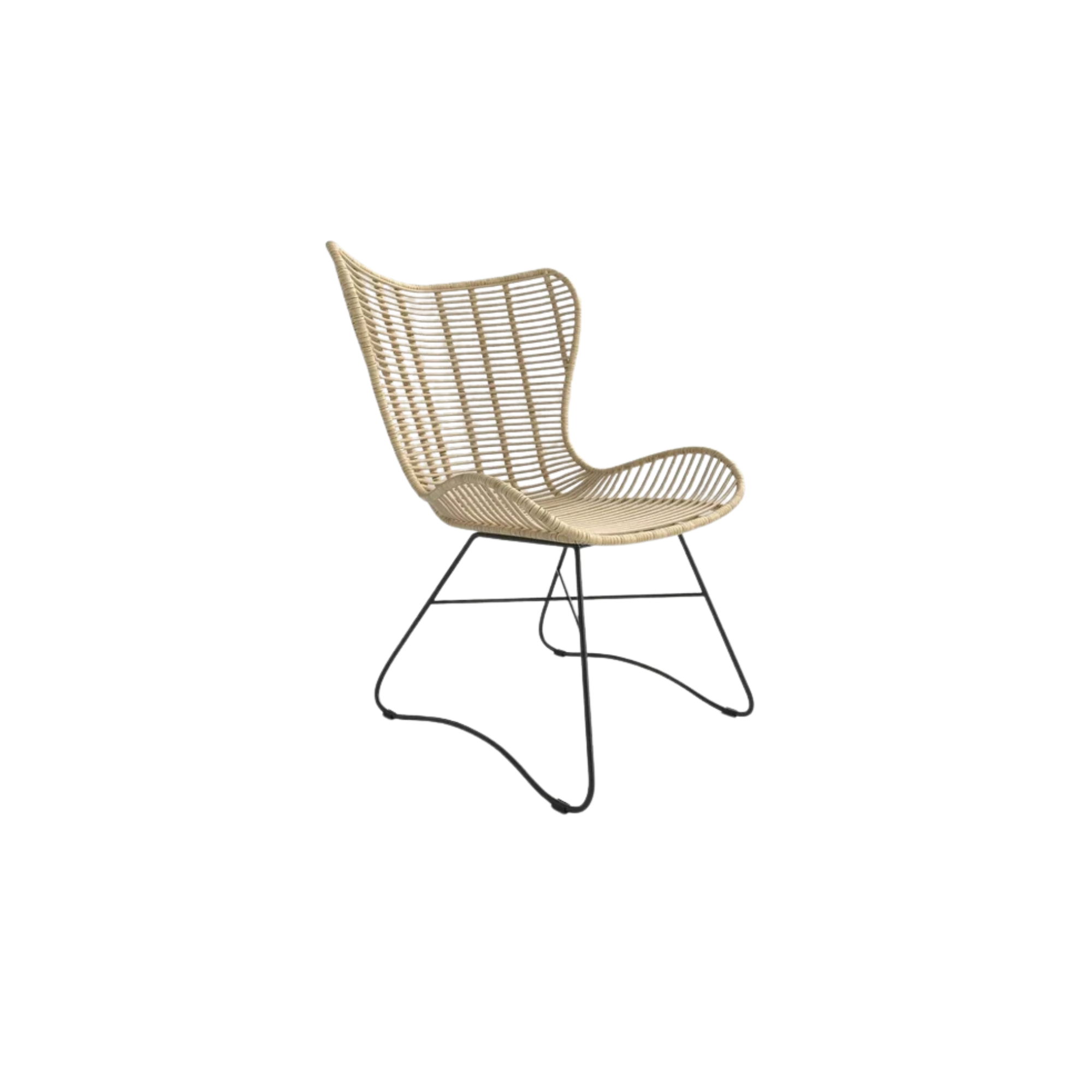 Scaun living Indiana, stejar/negru, ratan natural/metal, 69X70X103 CM