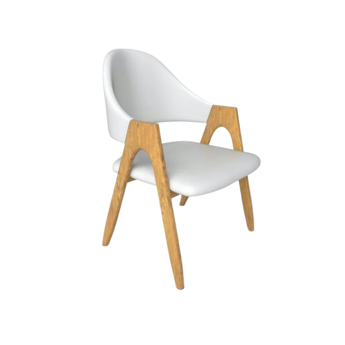 Scaun living piele ecologica K247, alb/stejar, metal, 51x51x80 cm