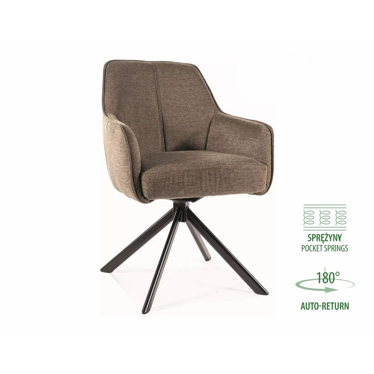 Scaun NOTTI, verde maslin/negru, stofa clasica/metal, 55x45x83 cm