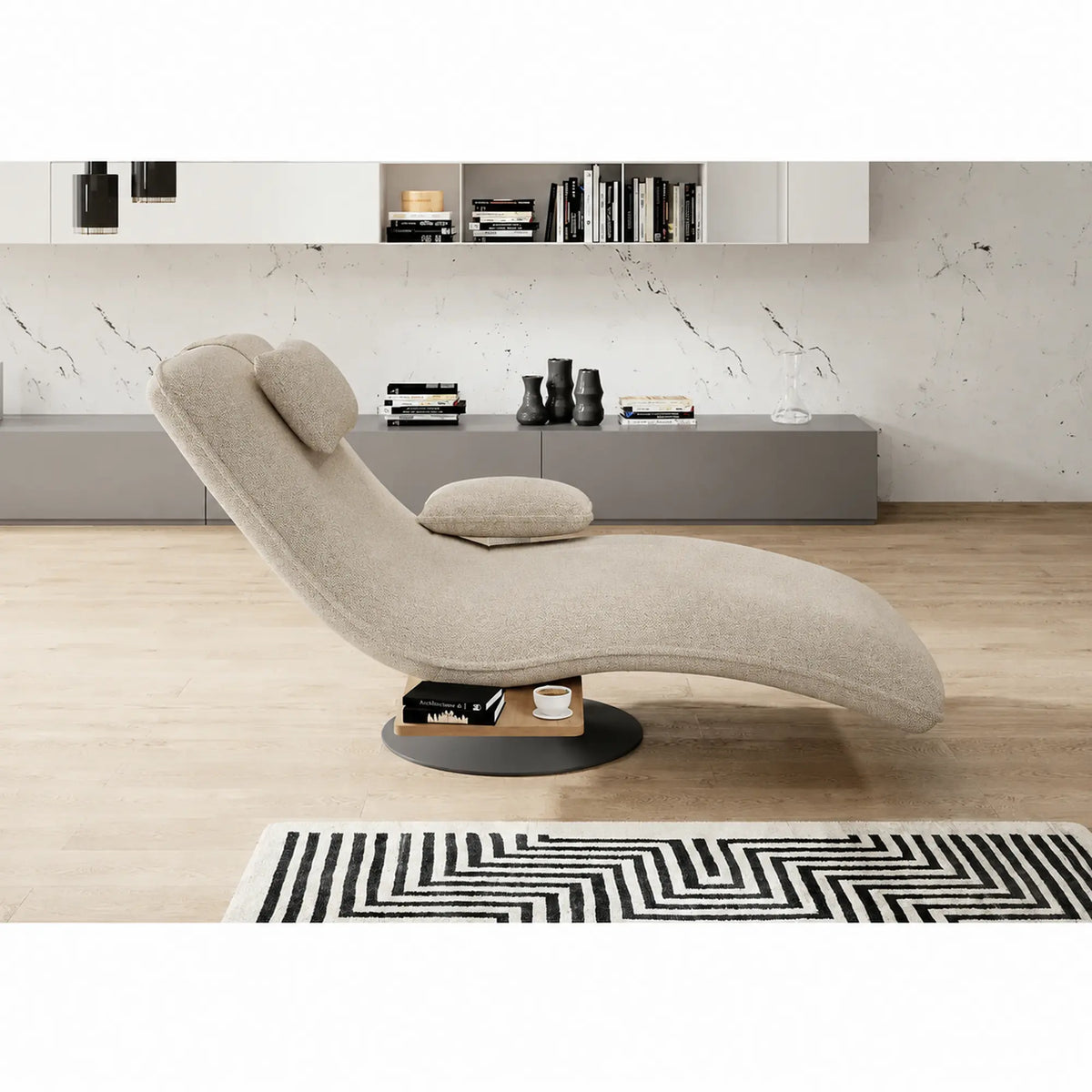 Sezlong rotativ EVO, stofa clasica bej - Austin 2, 78x163x86 cm