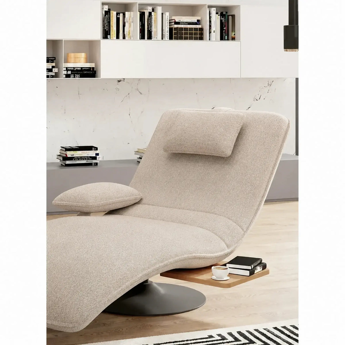 Sezlong rotativ EVO, stofa clasica bej - Austin 2, 78x163x86 cm