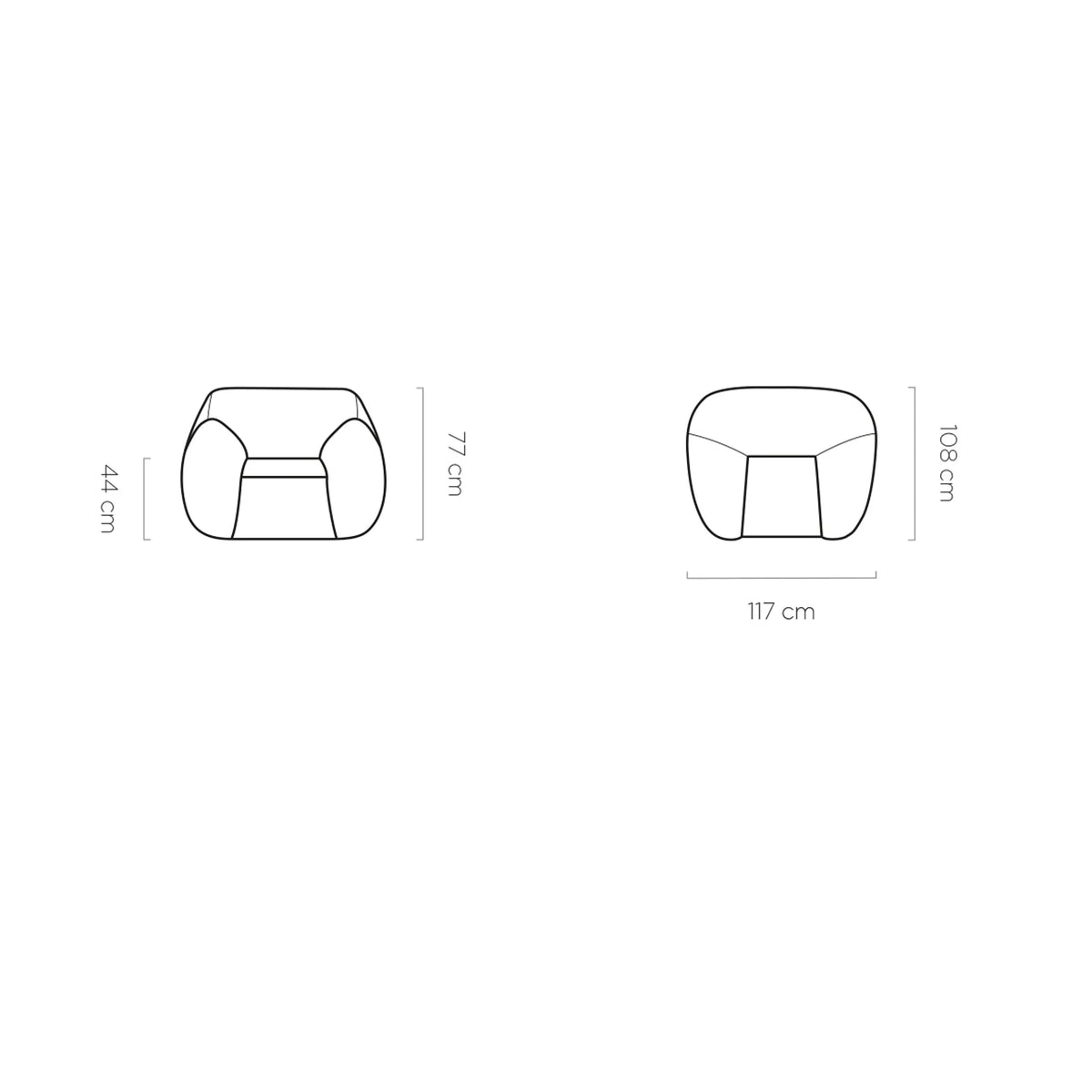 Fotoliu TEDDY, personalizabil materiale gama Premium, 117x108x77 cm