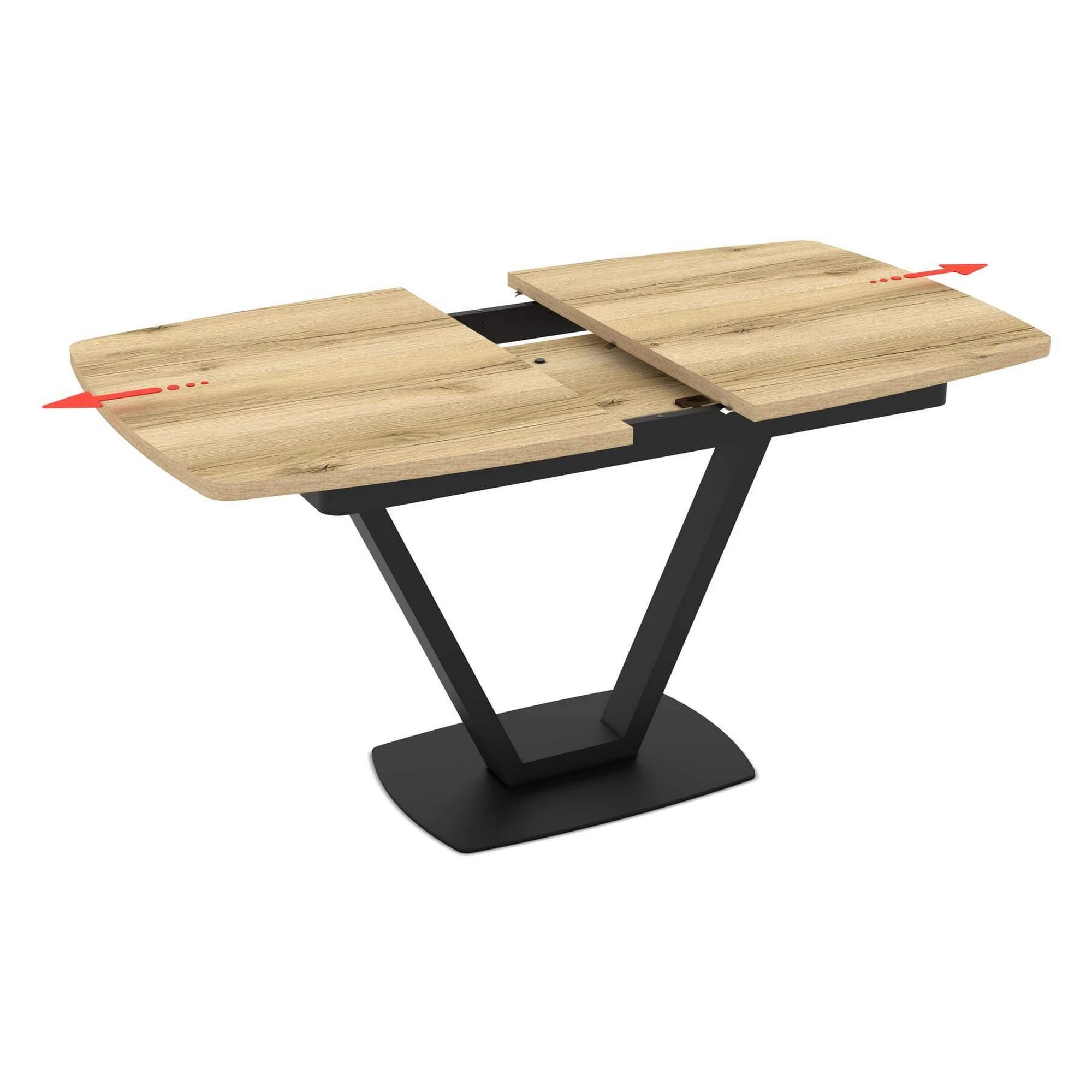 Masa extensibila NIKA, stejar/negru, ceramica/metal, 125/165x80x75 cm