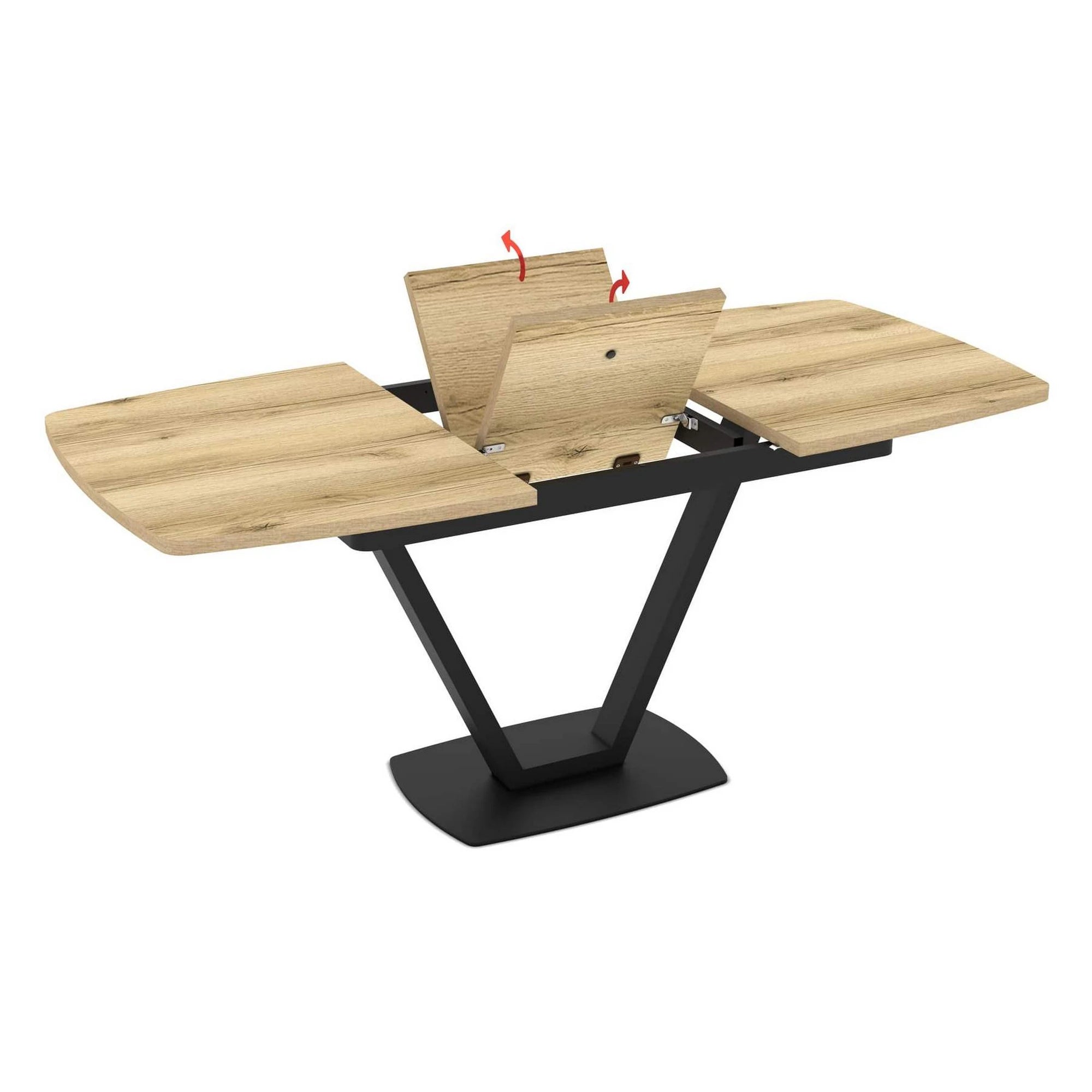 Masa extensibila NIKA, stejar/negru, ceramica/metal, 125/165x80x75 cm