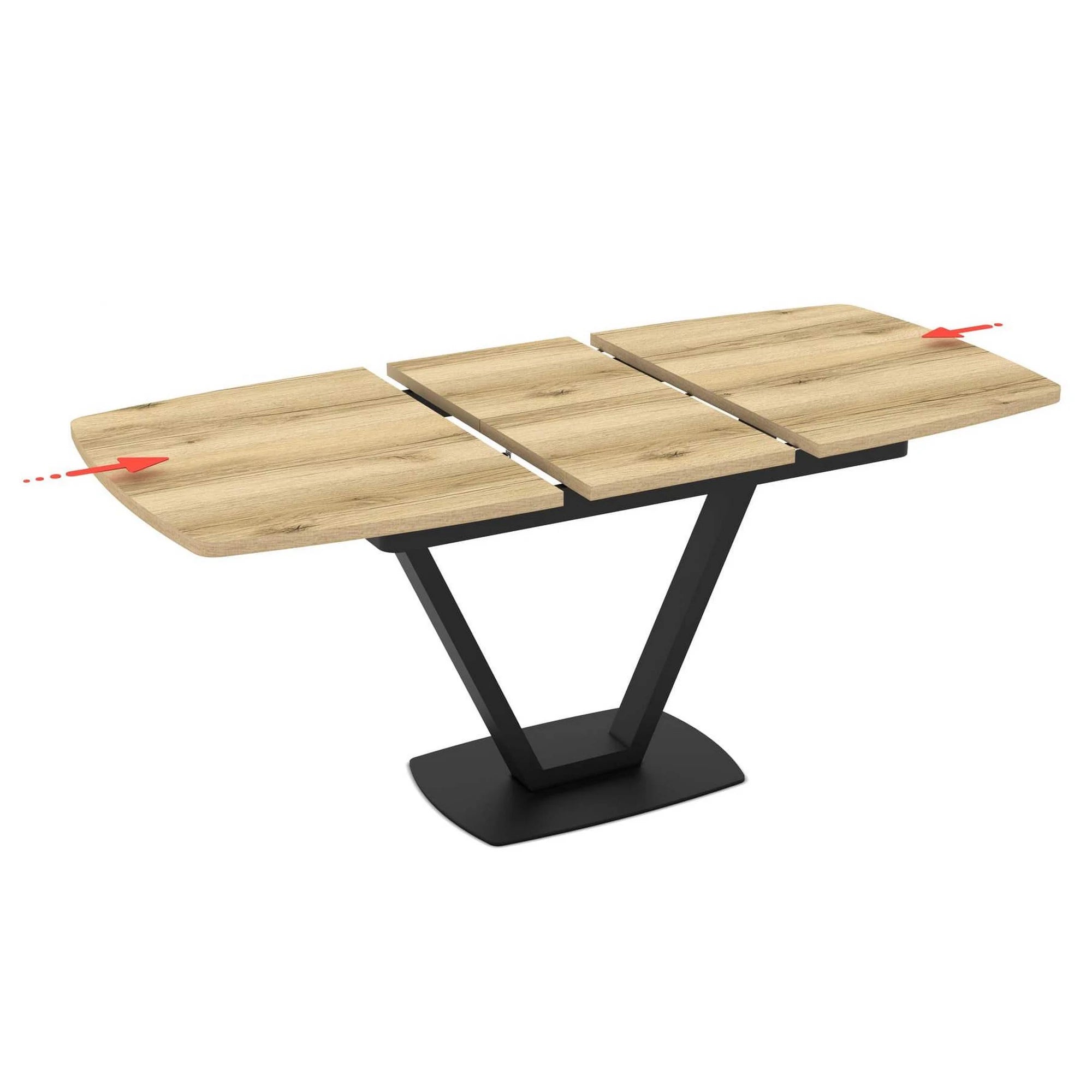 Masa extensibila NIKA, stejar/negru, ceramica/metal, 125/165x80x75 cm