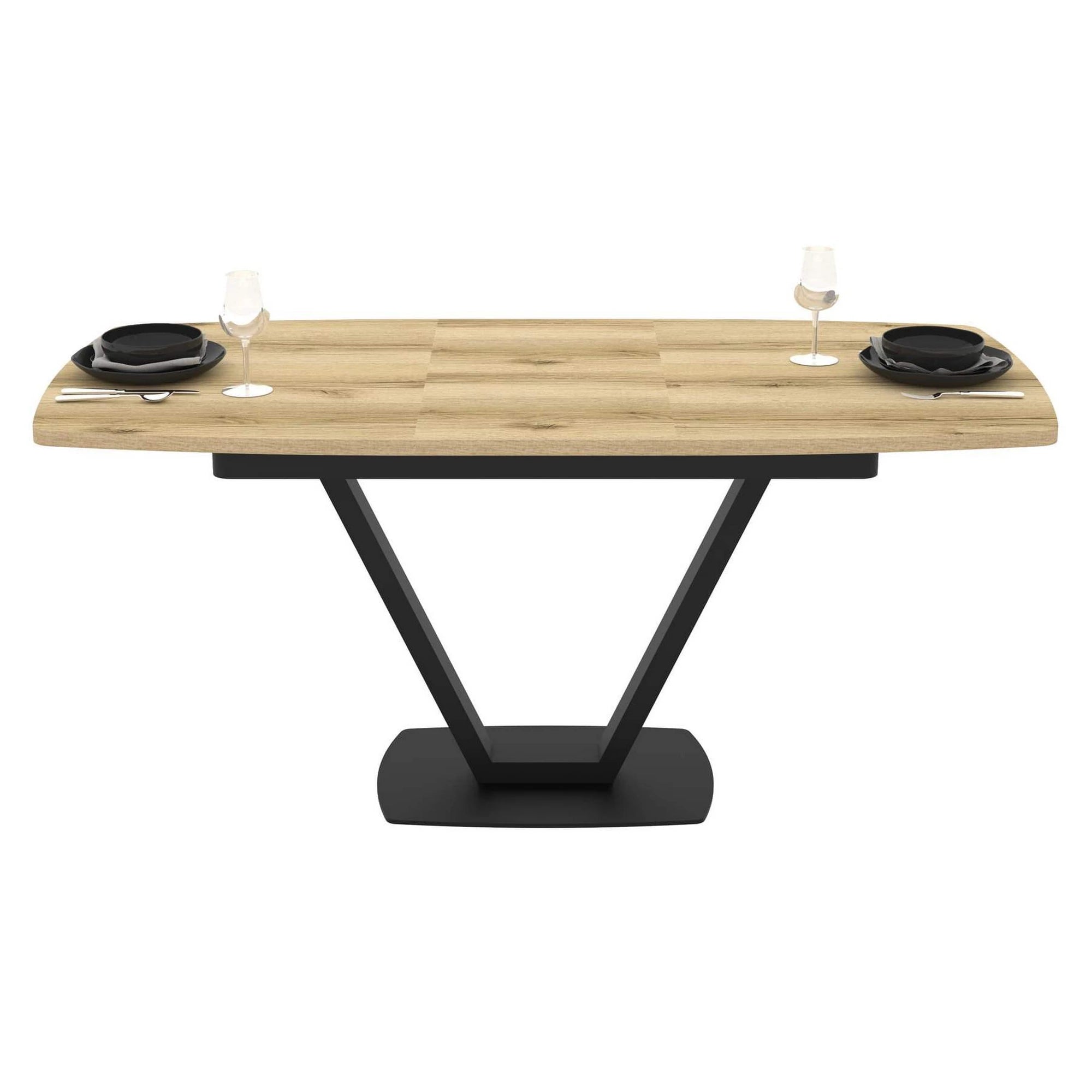 Masa extensibila NIKA, stejar/negru, ceramica/metal, 125/165x80x75 cm