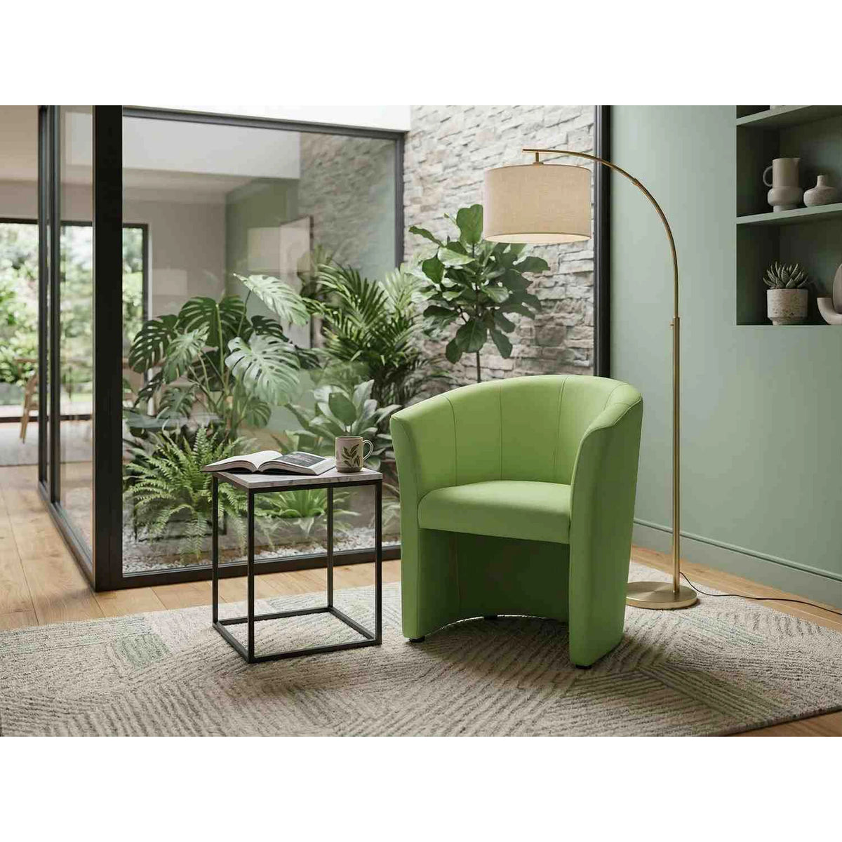 Fotoliu TM-1, verde, piele ecologica, 67x60x76 cm