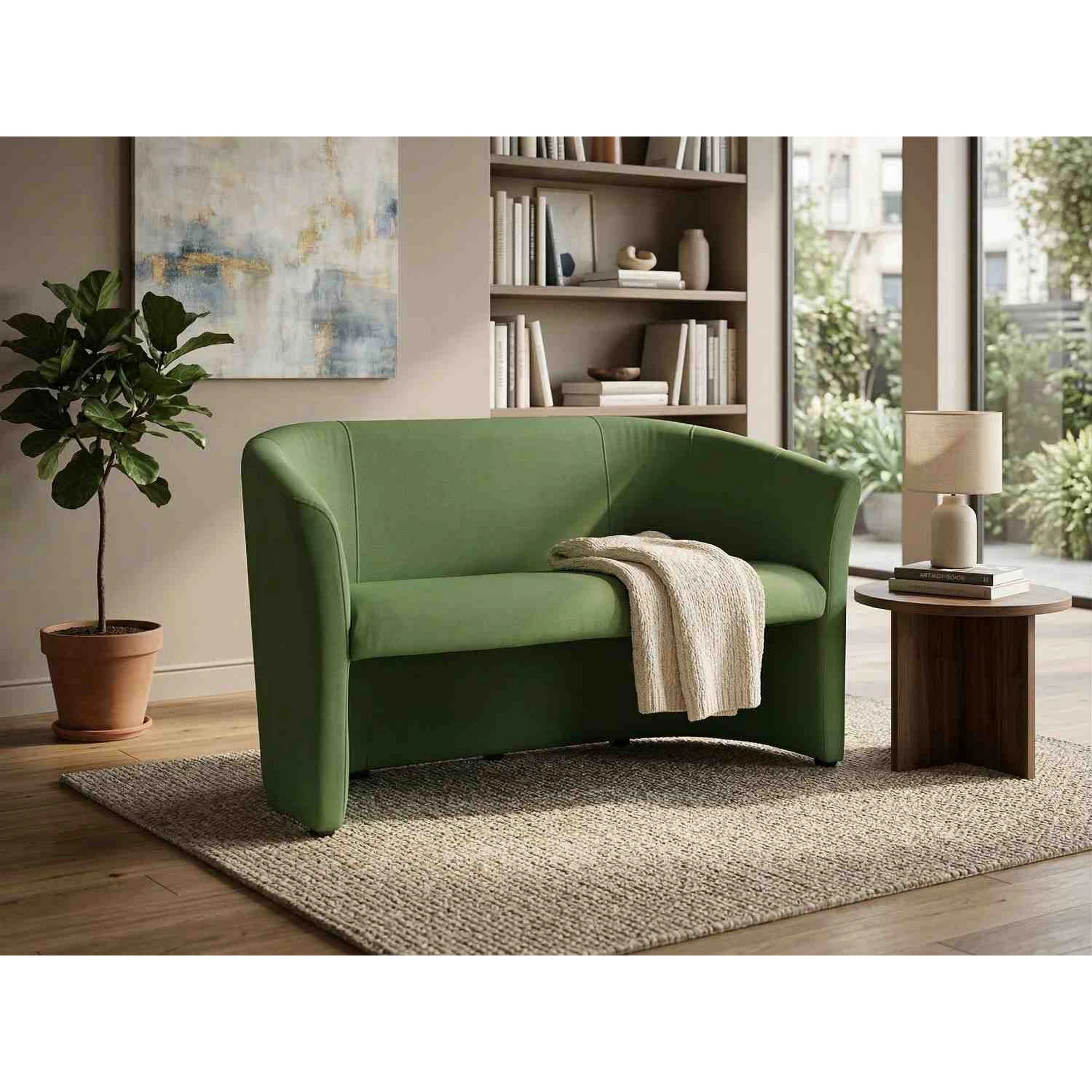 Canapea TM-2, verde olive, piele ecologica, 126x60x76 cm