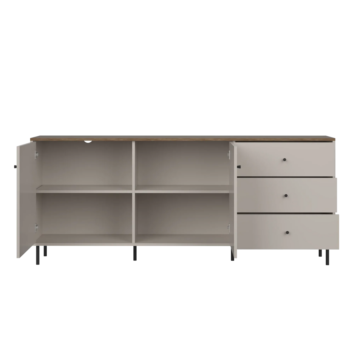Comoda living TIRAMISU, casmir/stejar, PAL, 184x40x76 cm