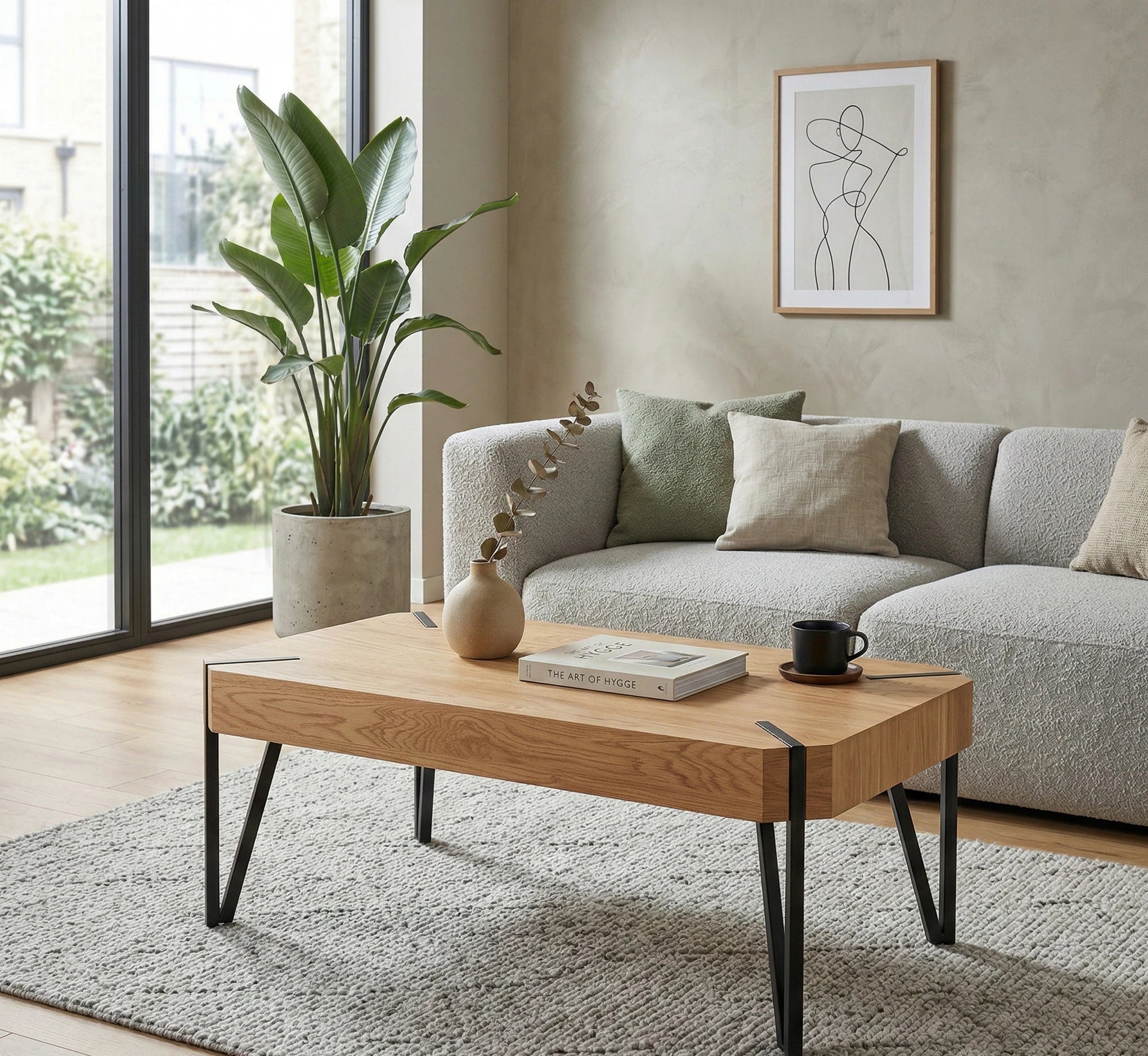Masuta Emily, stejar auriu/negru, 110x60x42 cm