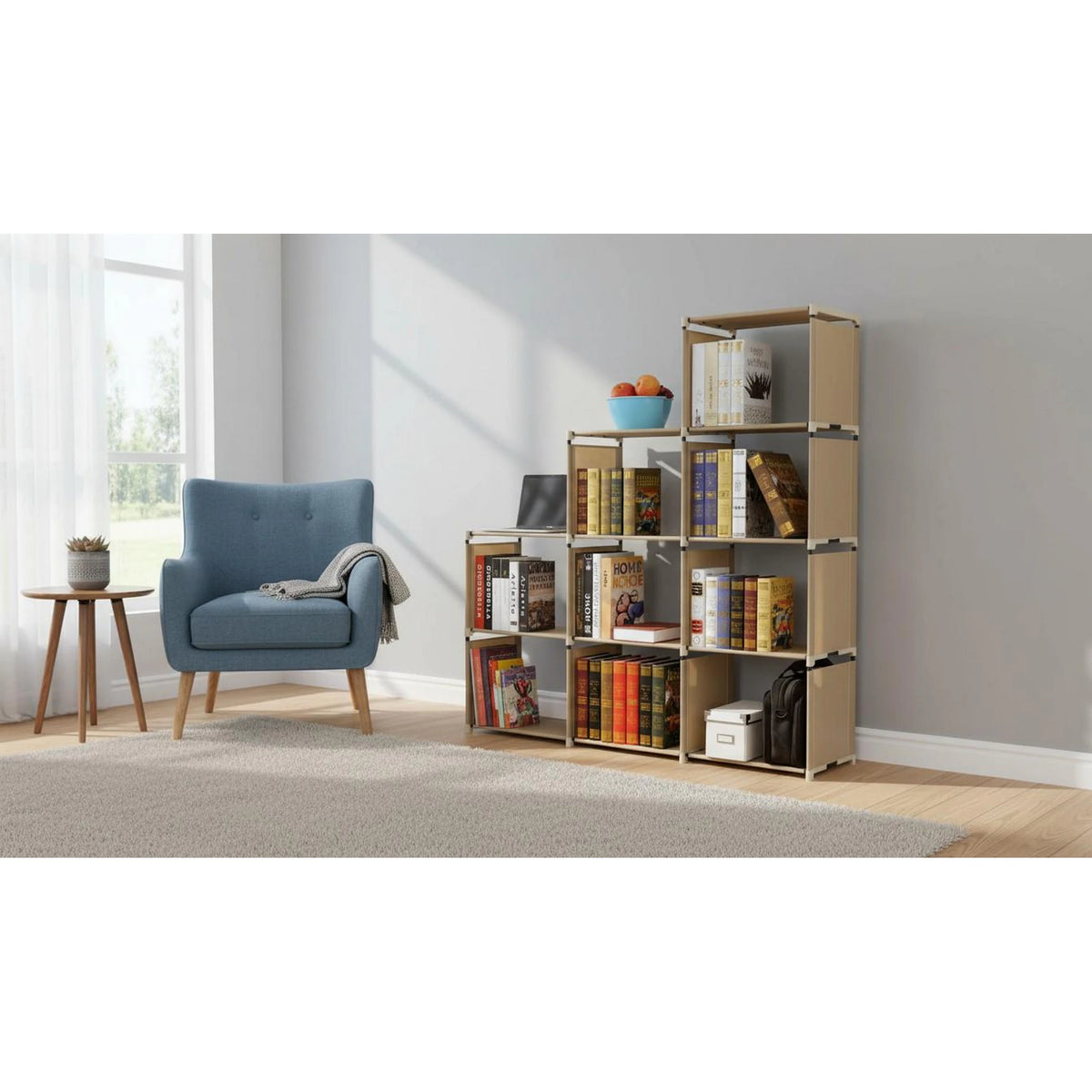 Biblioteca METRO, bej, otel, 105x29x142 cm