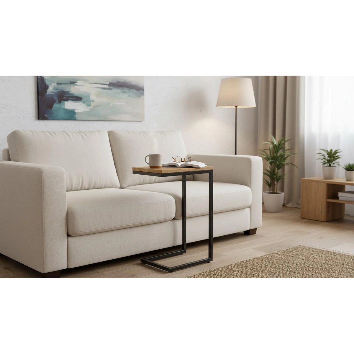 Masuta cafea NISA, negru/stejar auriu, 40x30x60 cm