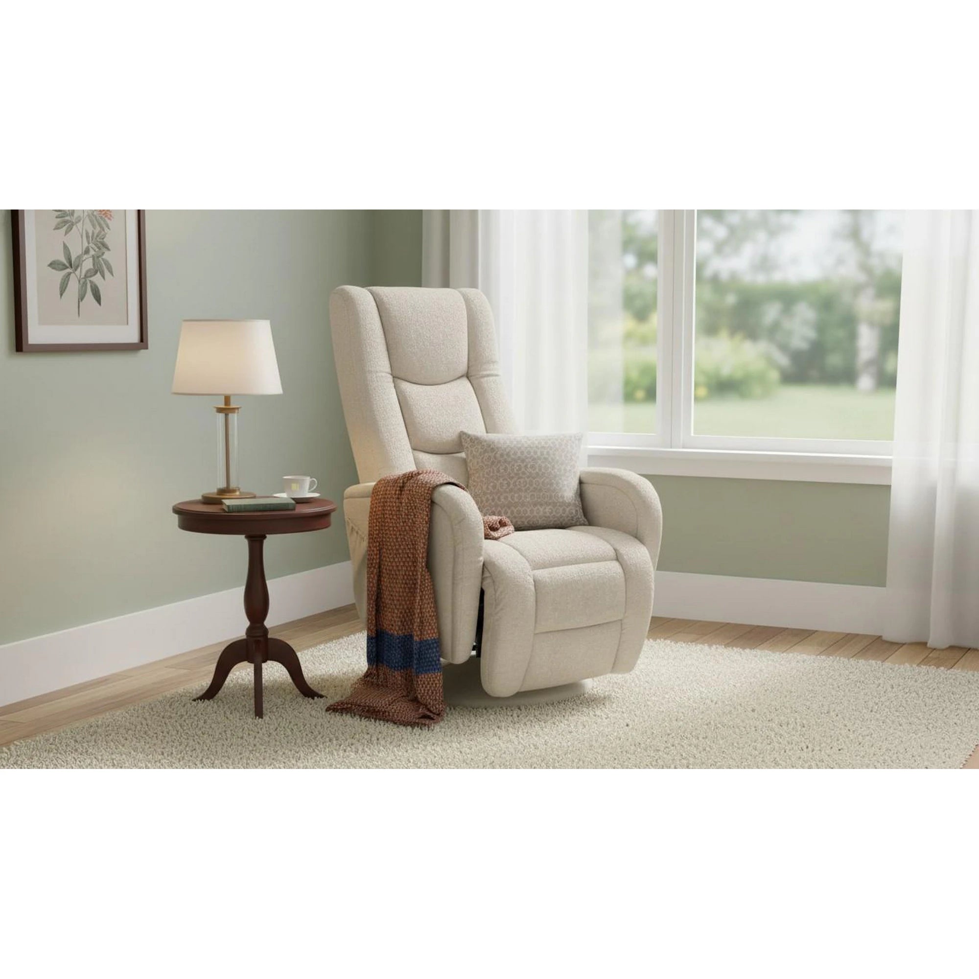 Fotoliu recliner PULSAR 2, bej, stofa/PVC, 68x85/135x85/106 cm