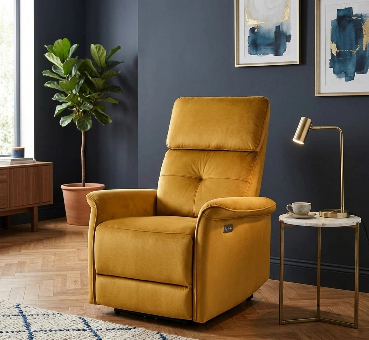 Fotoliu rabatabil SEMIR, stofa catifelata galben mustar - Bluvel 68, 80x90/170x92/108 cm